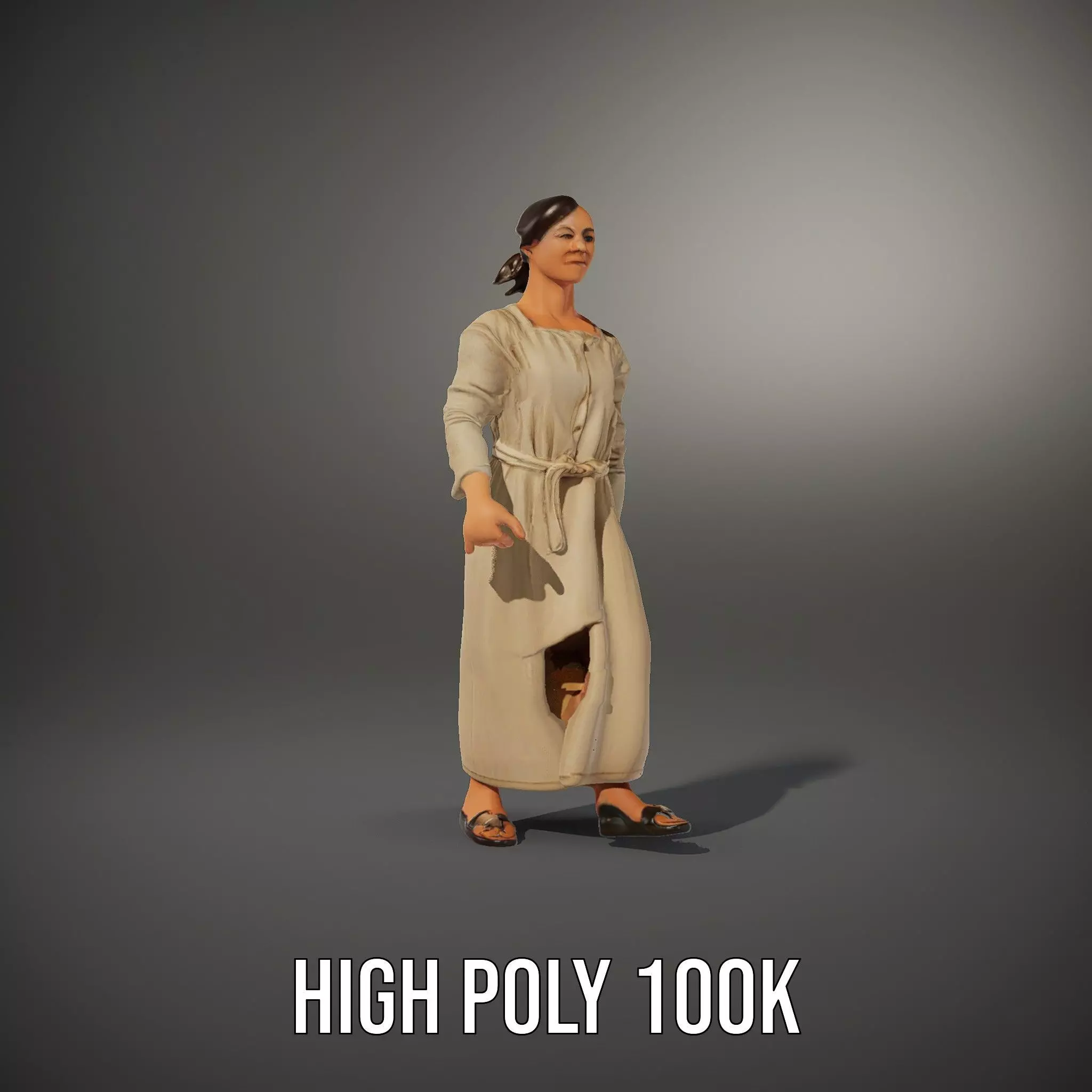 Casual Woman Long Dress Model Pack Low-poly 3D model_34