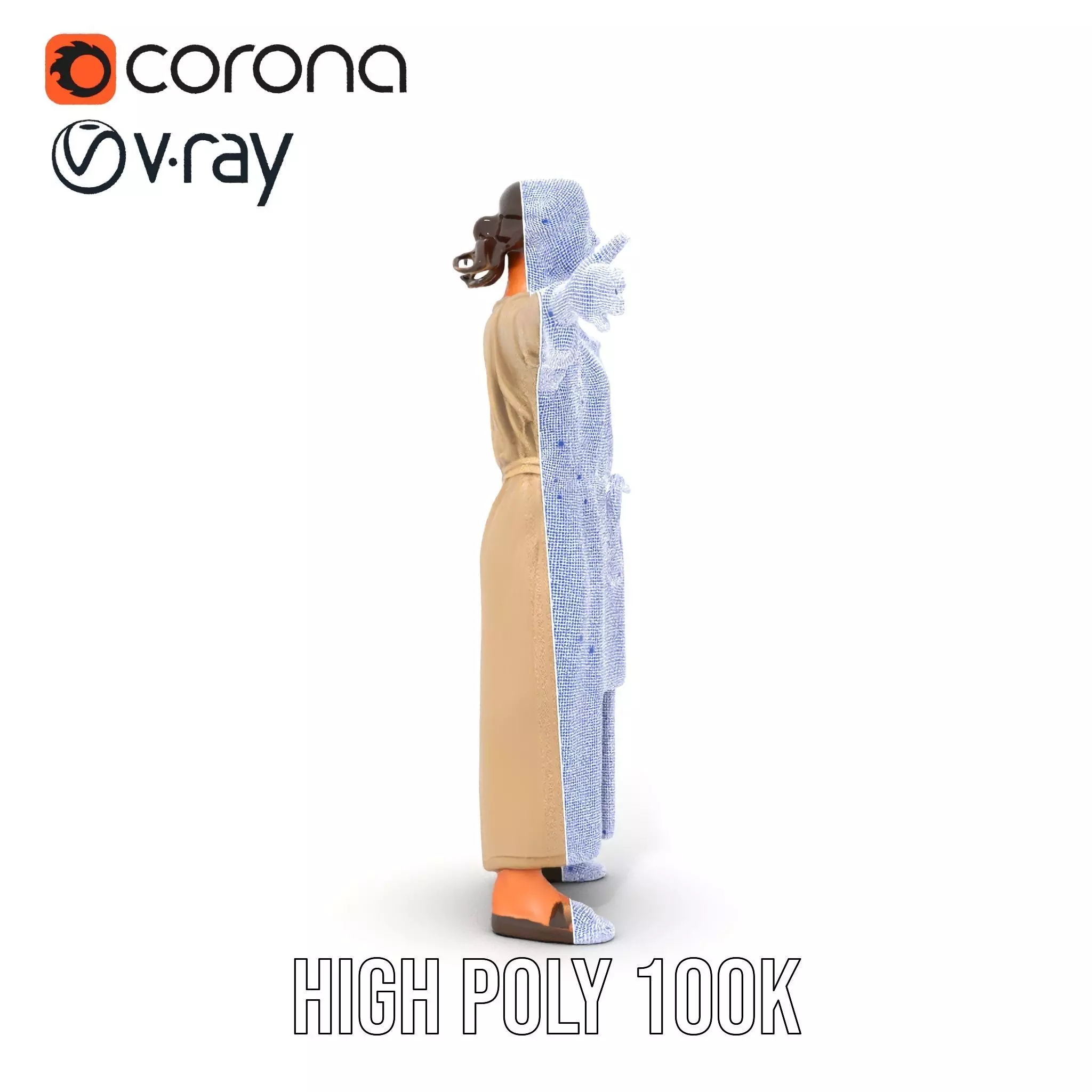 Casual Woman Long Dress Model Pack Low-poly 3D model_31