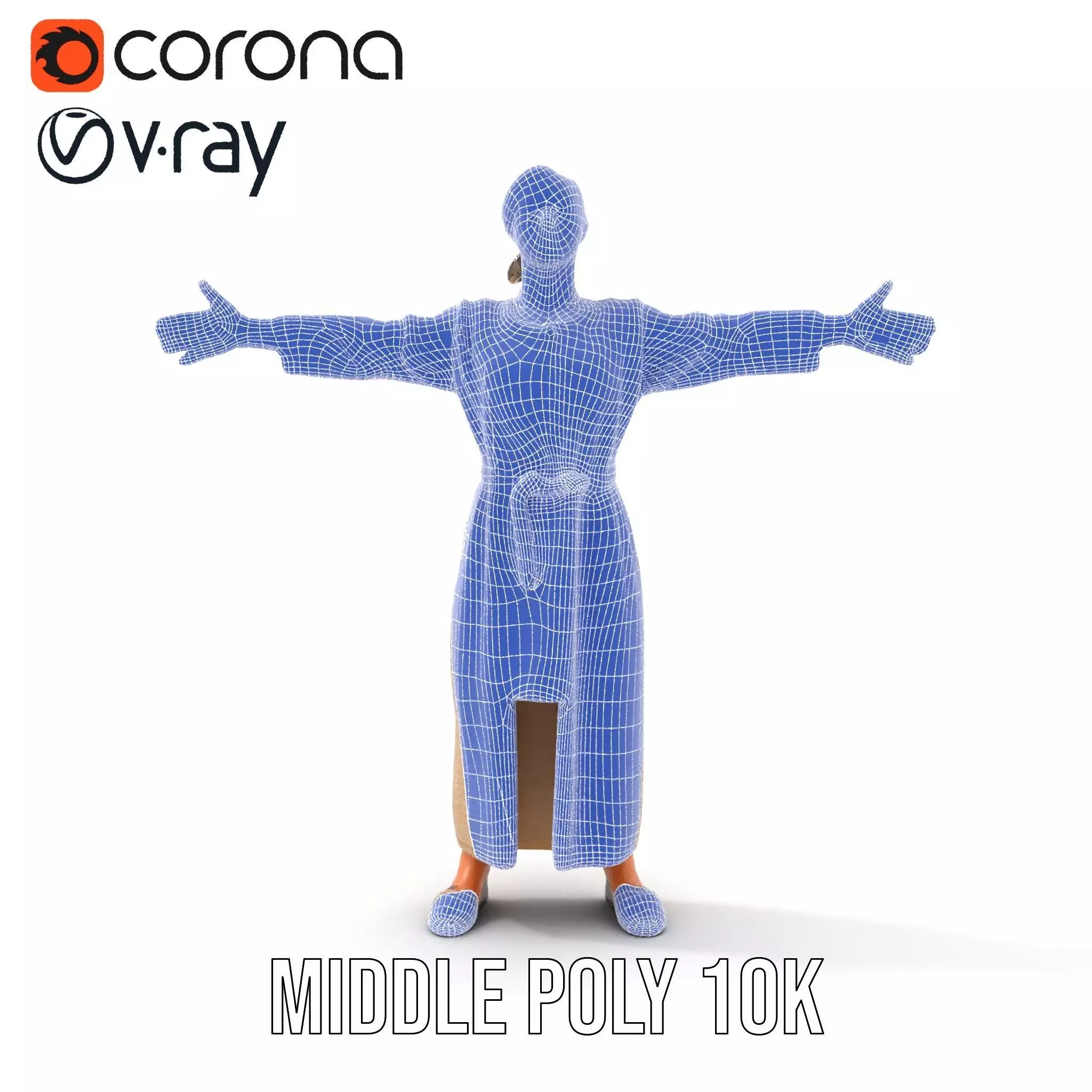 Casual Woman Long Dress Model Pack Low-poly 3D model_23