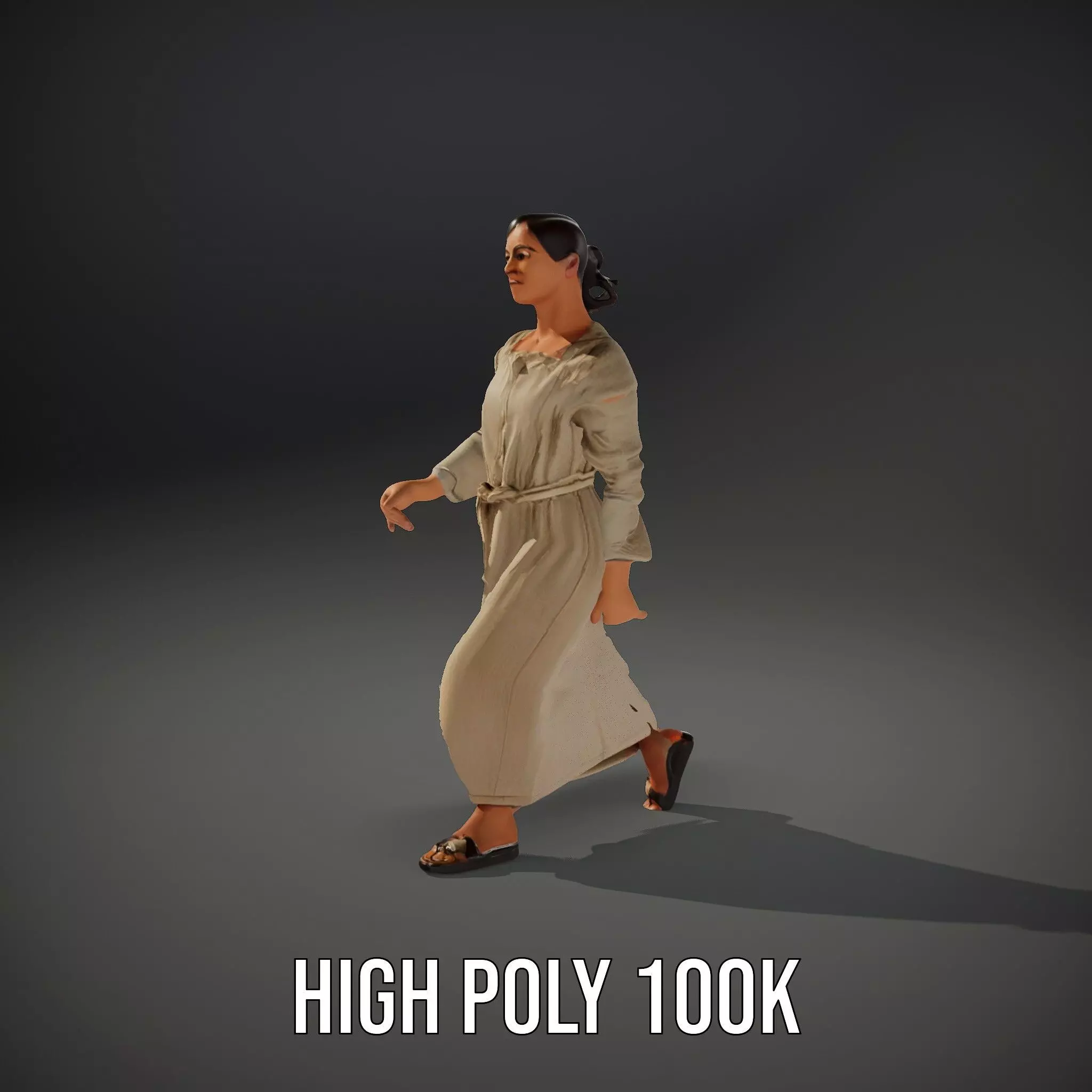 Casual Woman Long Dress Model Pack Low-poly 3D model_33