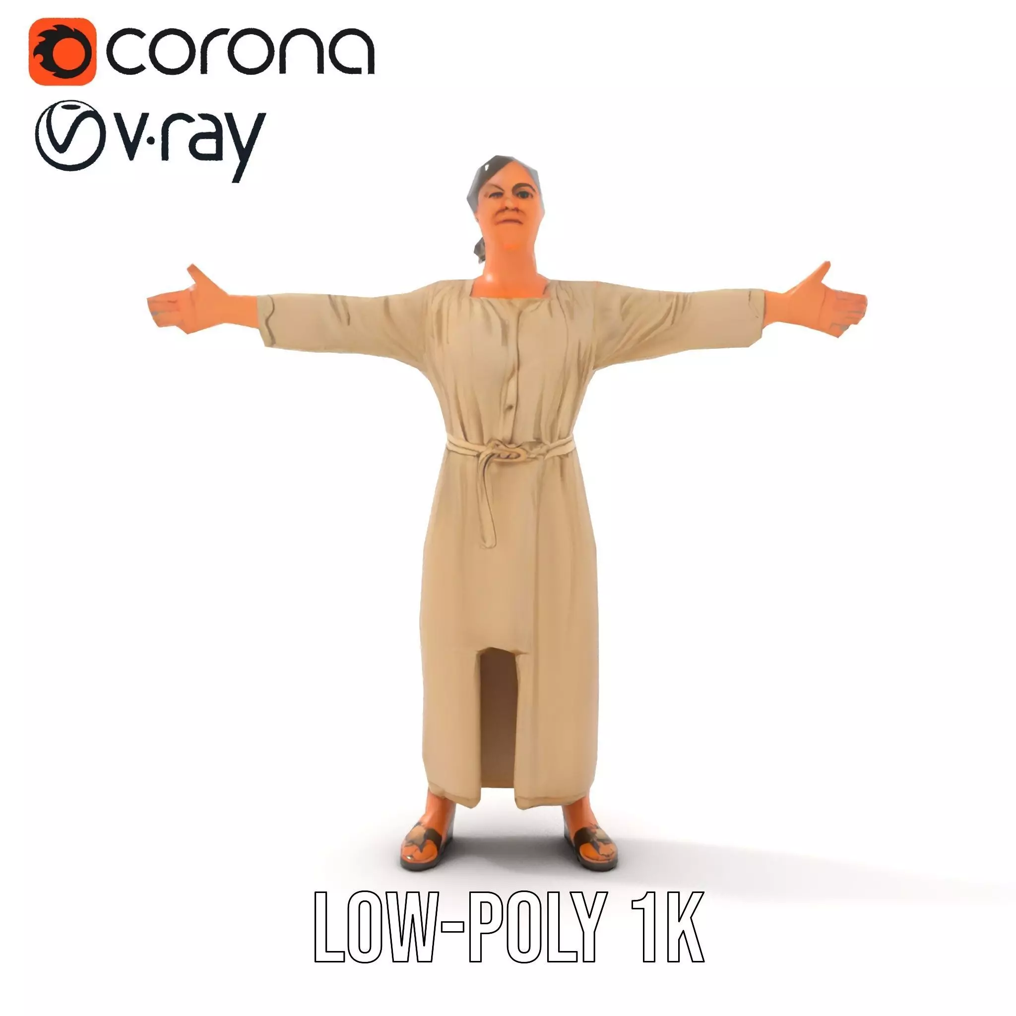 Casual Woman Long Dress Model Pack Low-poly 3D model_7