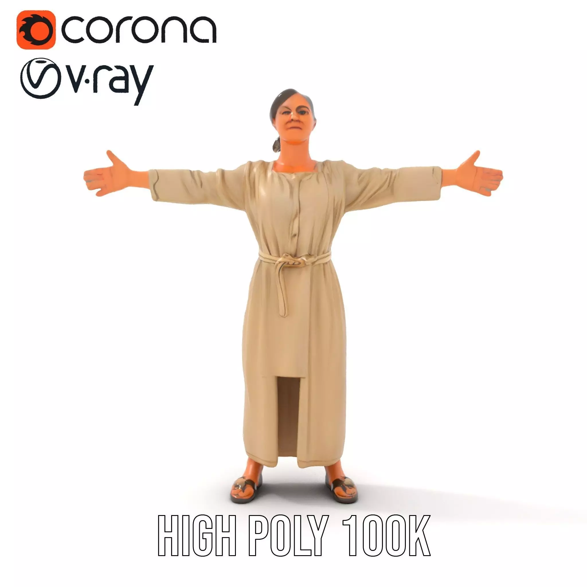 Casual Woman Long Dress Model Pack Low-poly 3D model_15