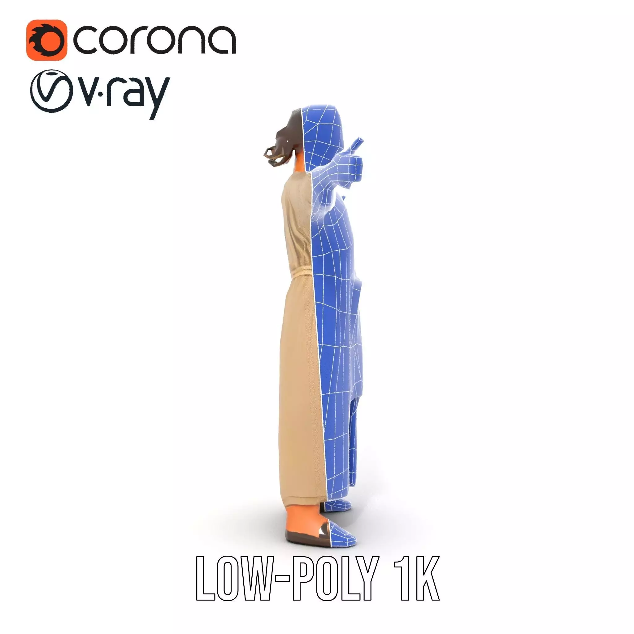 Casual Woman Long Dress Model Pack Low-poly 3D model_24