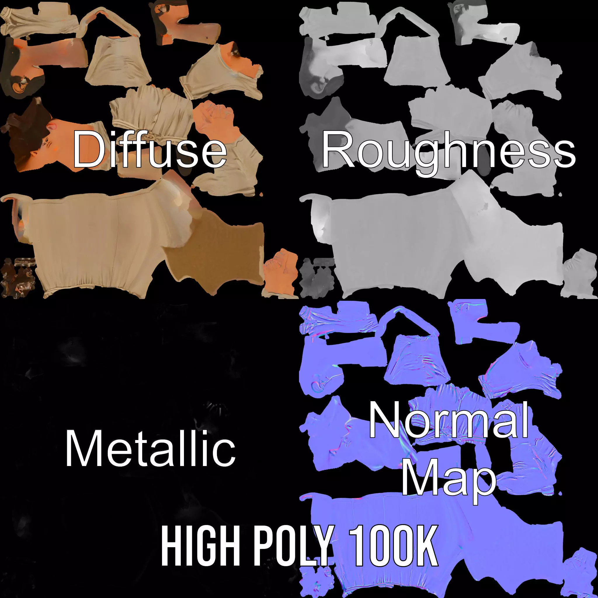 Casual Woman Long Dress Model Pack Low-poly 3D model_3