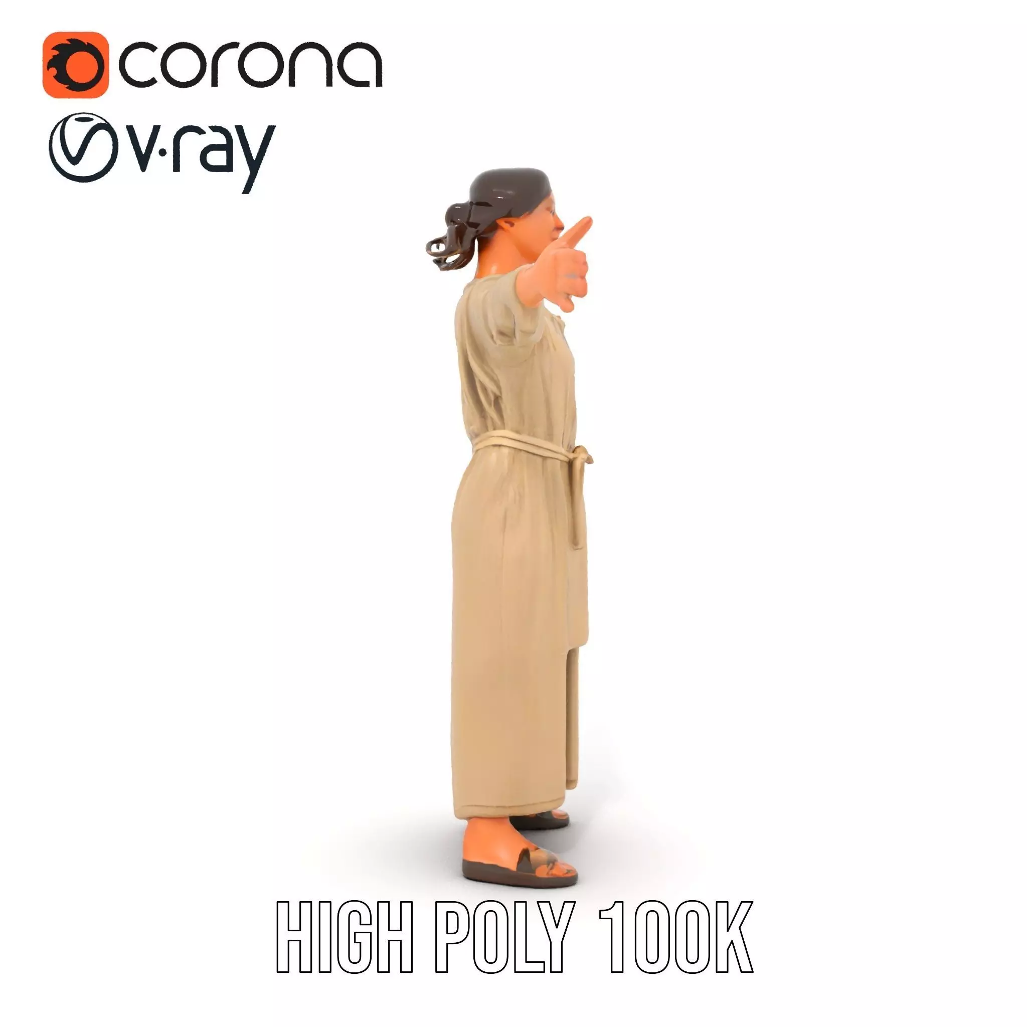 Casual Woman Long Dress Model Pack Low-poly 3D model_12