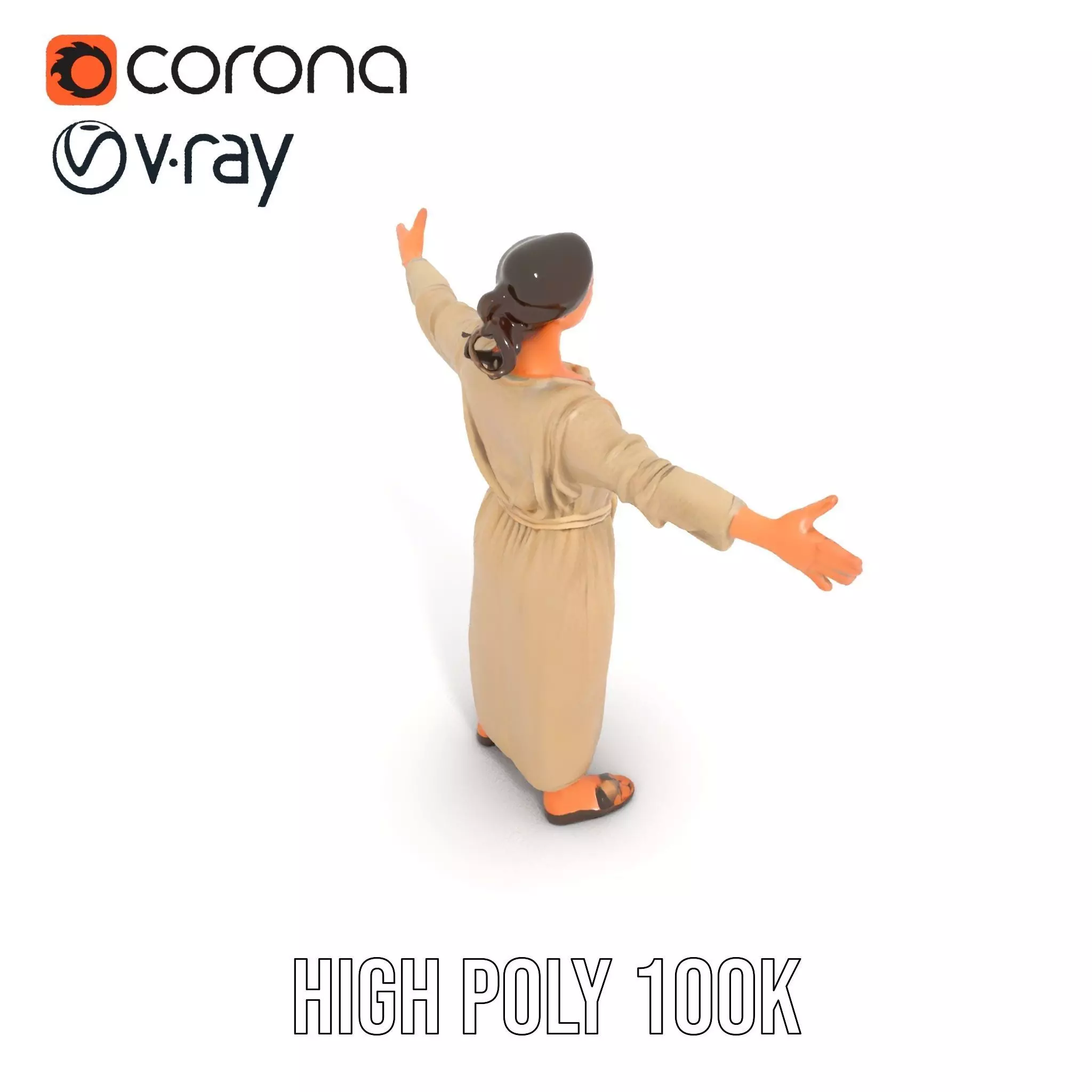 Casual Woman Long Dress Model Pack Low-poly 3D model_9