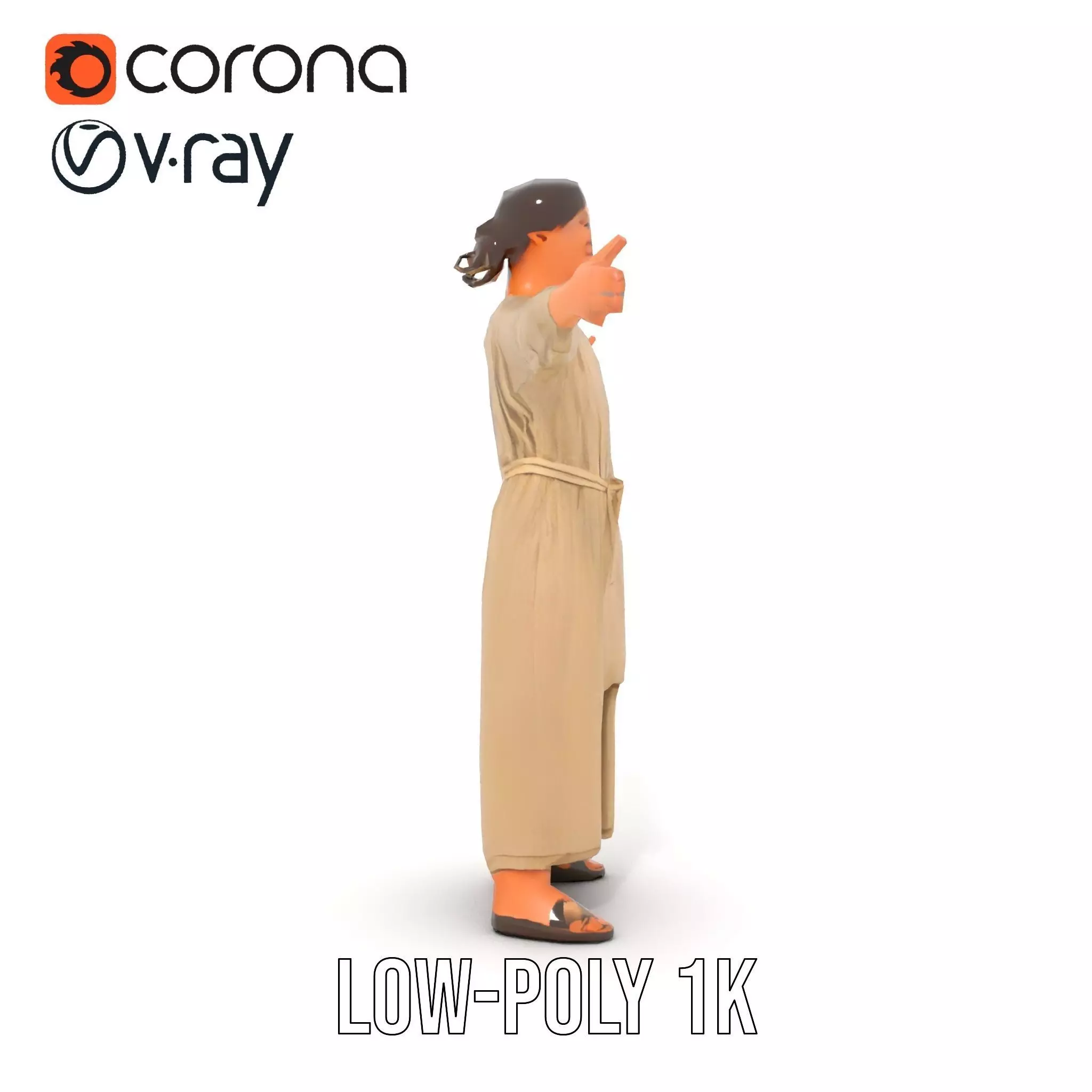 Casual Woman Long Dress Model Pack Low-poly 3D model_14