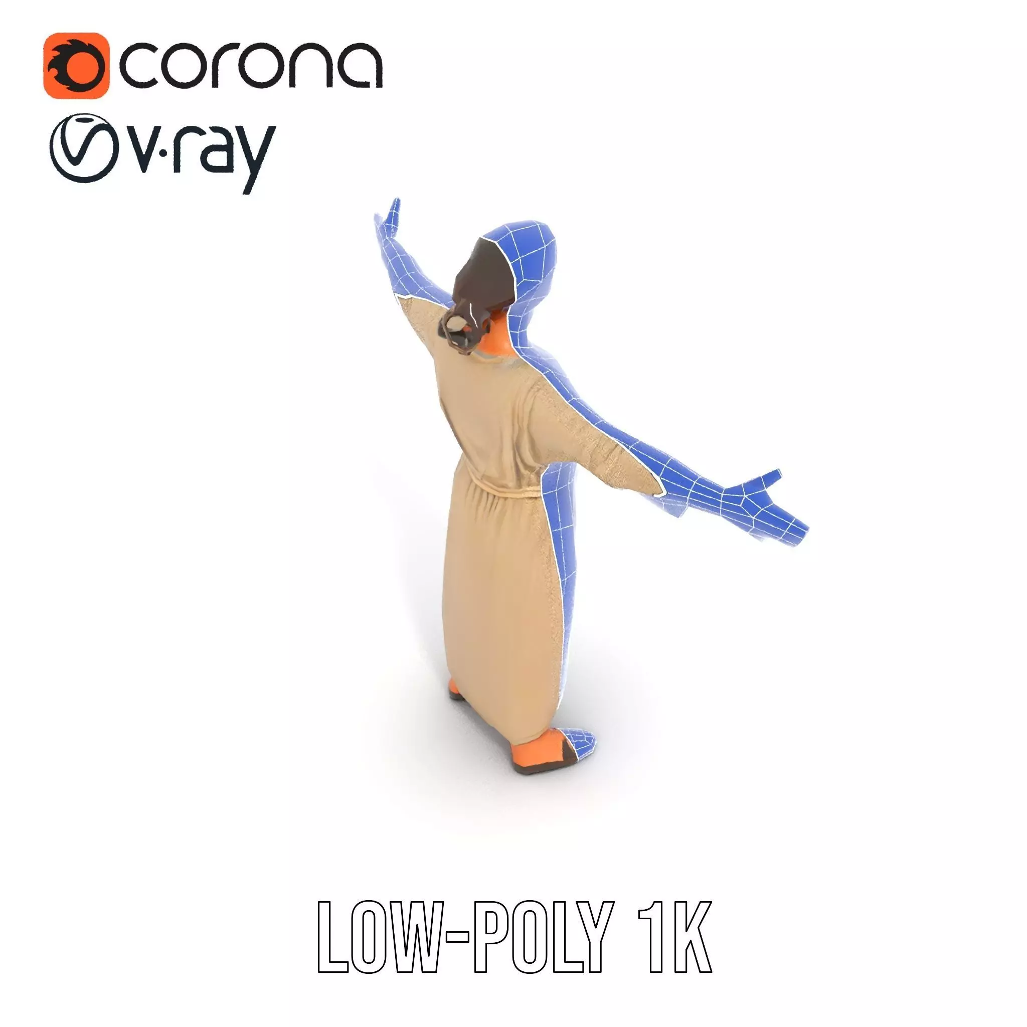 Casual Woman Long Dress Model Pack Low-poly 3D model_27