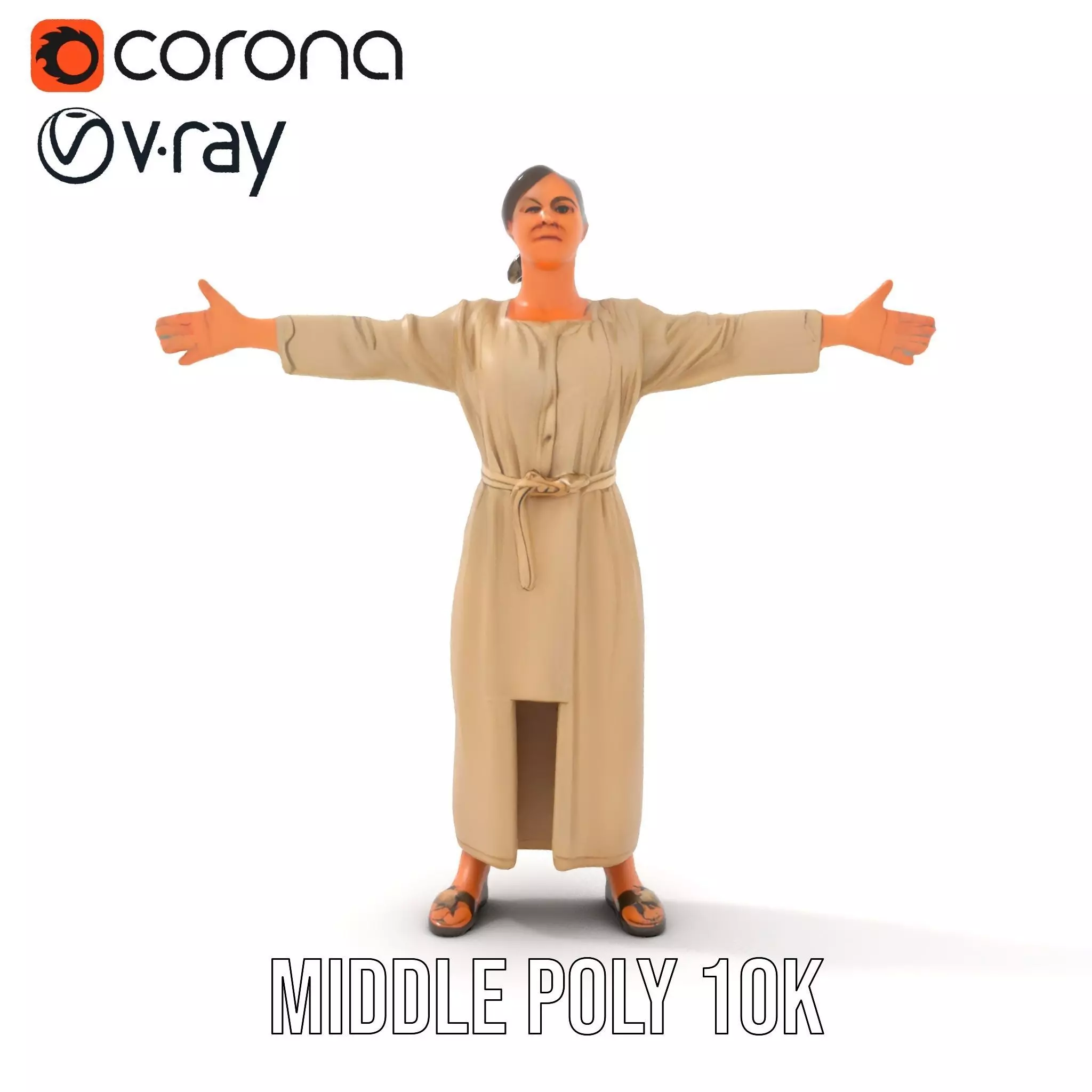 Casual Woman Long Dress Model Pack Low-poly 3D model_19