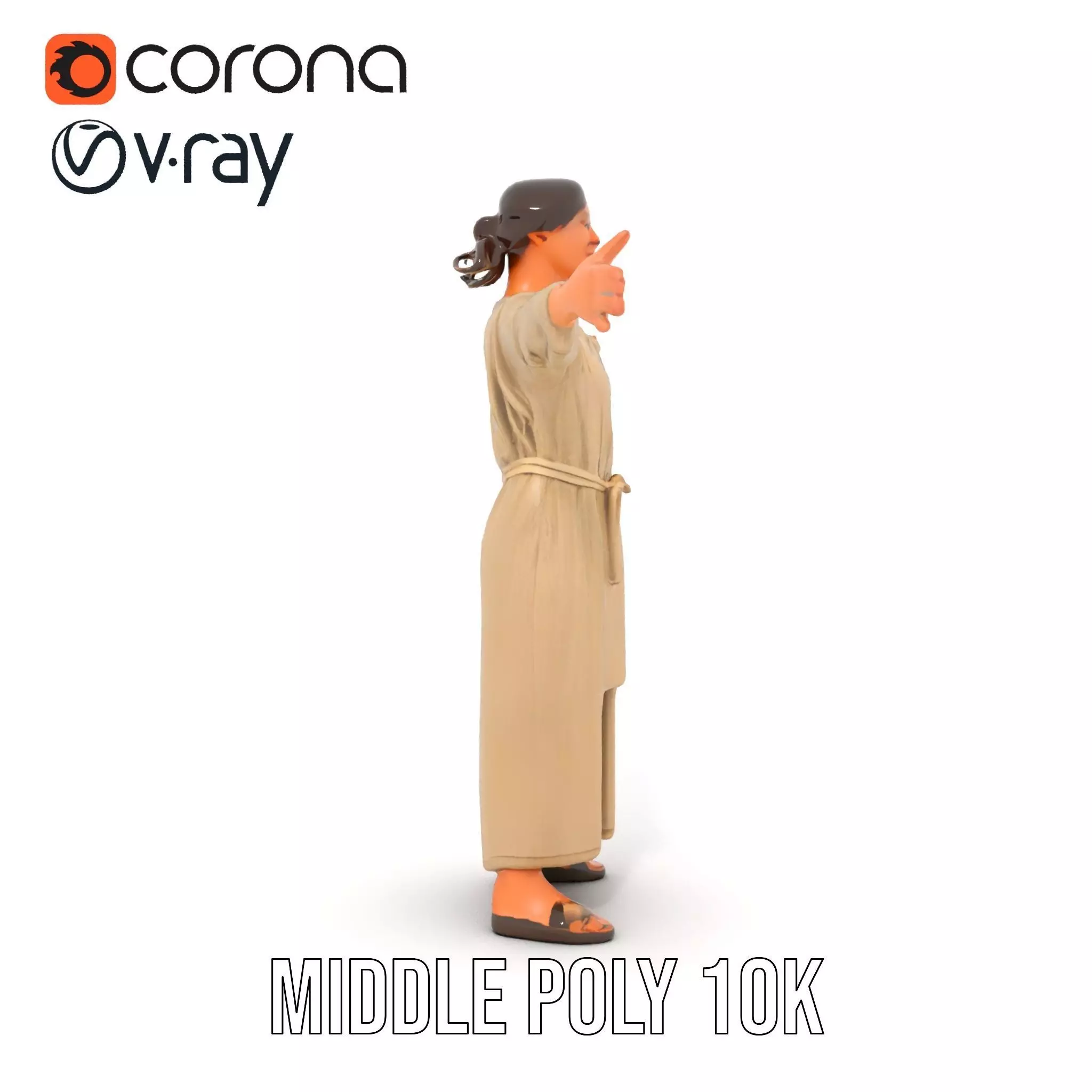 Casual Woman Long Dress Model Pack Low-poly 3D model_21