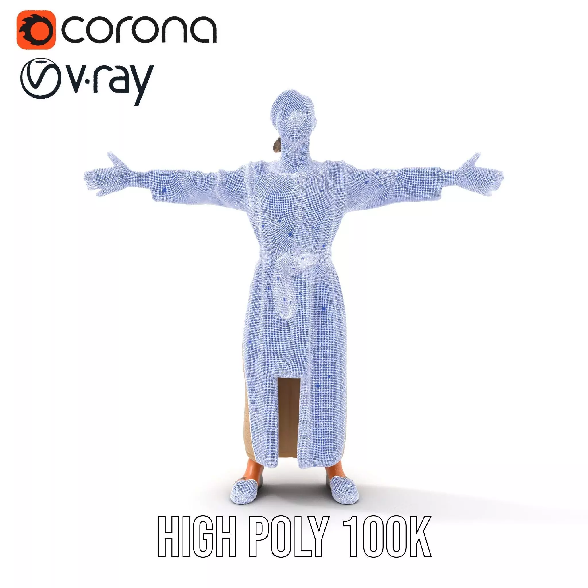 Casual Woman Long Dress Model Pack Low-poly 3D model_32