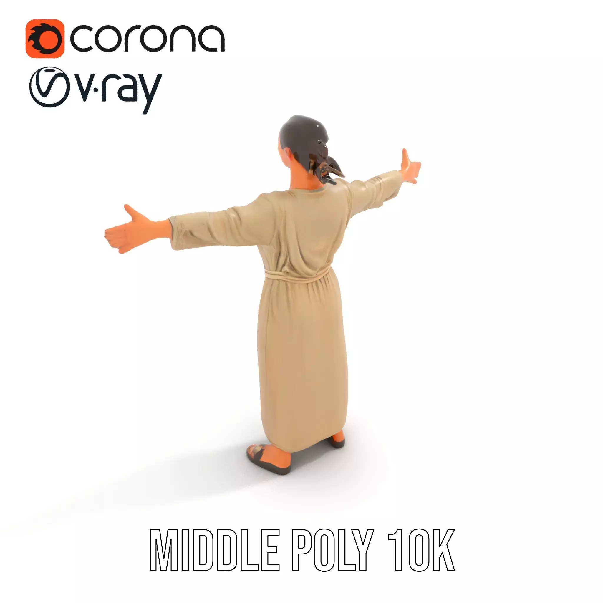 Casual Woman Long Dress Model Pack Low-poly 3D model_6