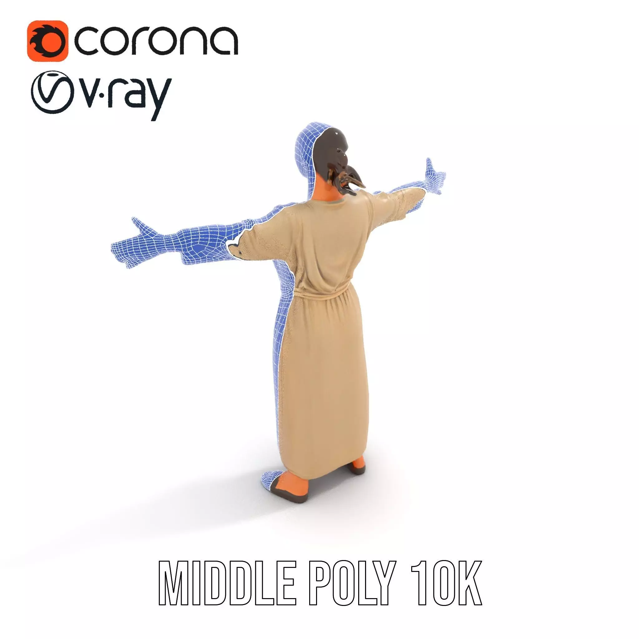 Casual Woman Long Dress Model Pack Low-poly 3D model_26