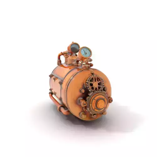 Steampunk Boiler Model Pack with Detailed Brass Finish Low-poly 3D model