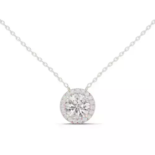 Round Diamond Halo Pendant Woman Necklace 3dm STL Video 3D print model