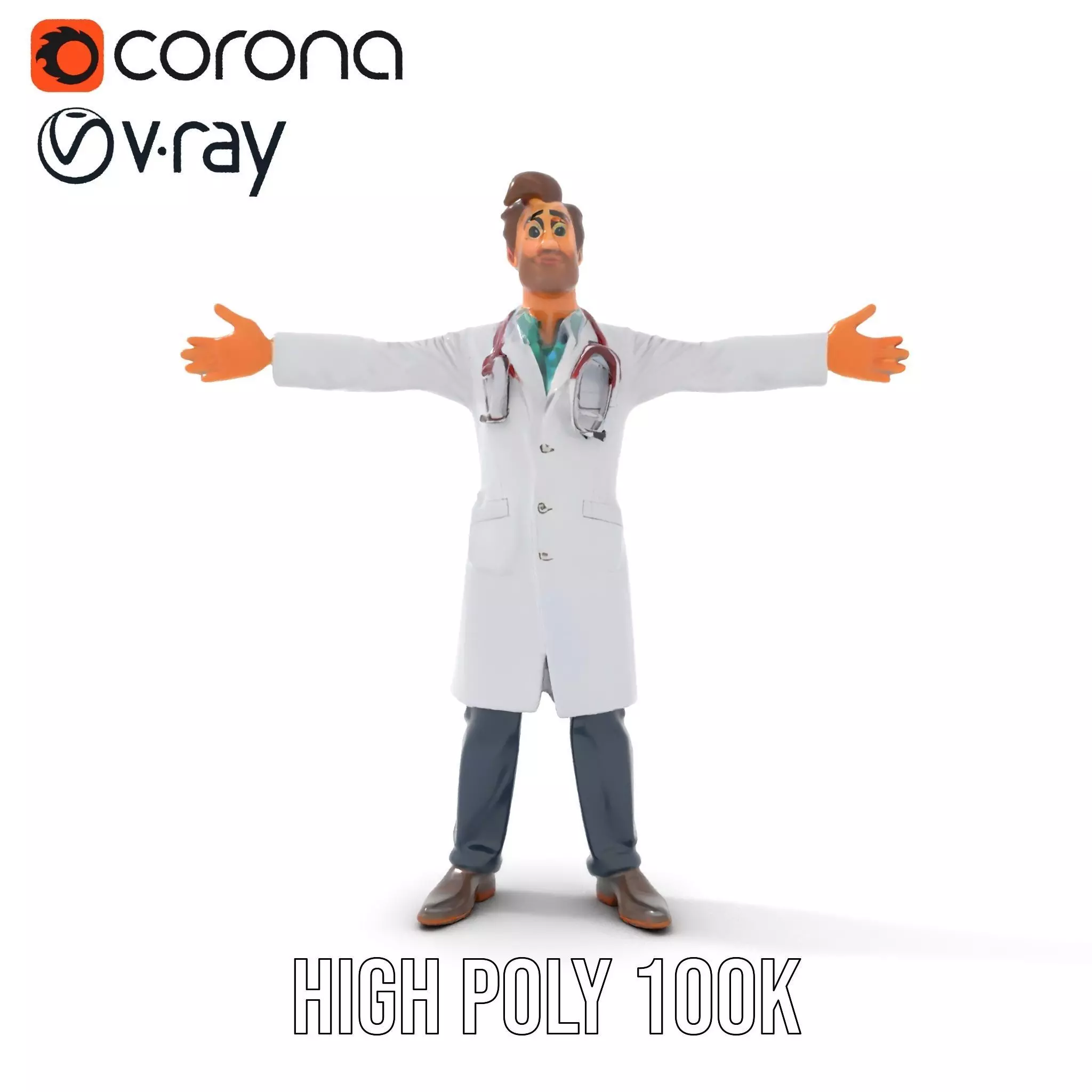 Cartoon Doctor Character Model Pack Low-poly 3D model_28