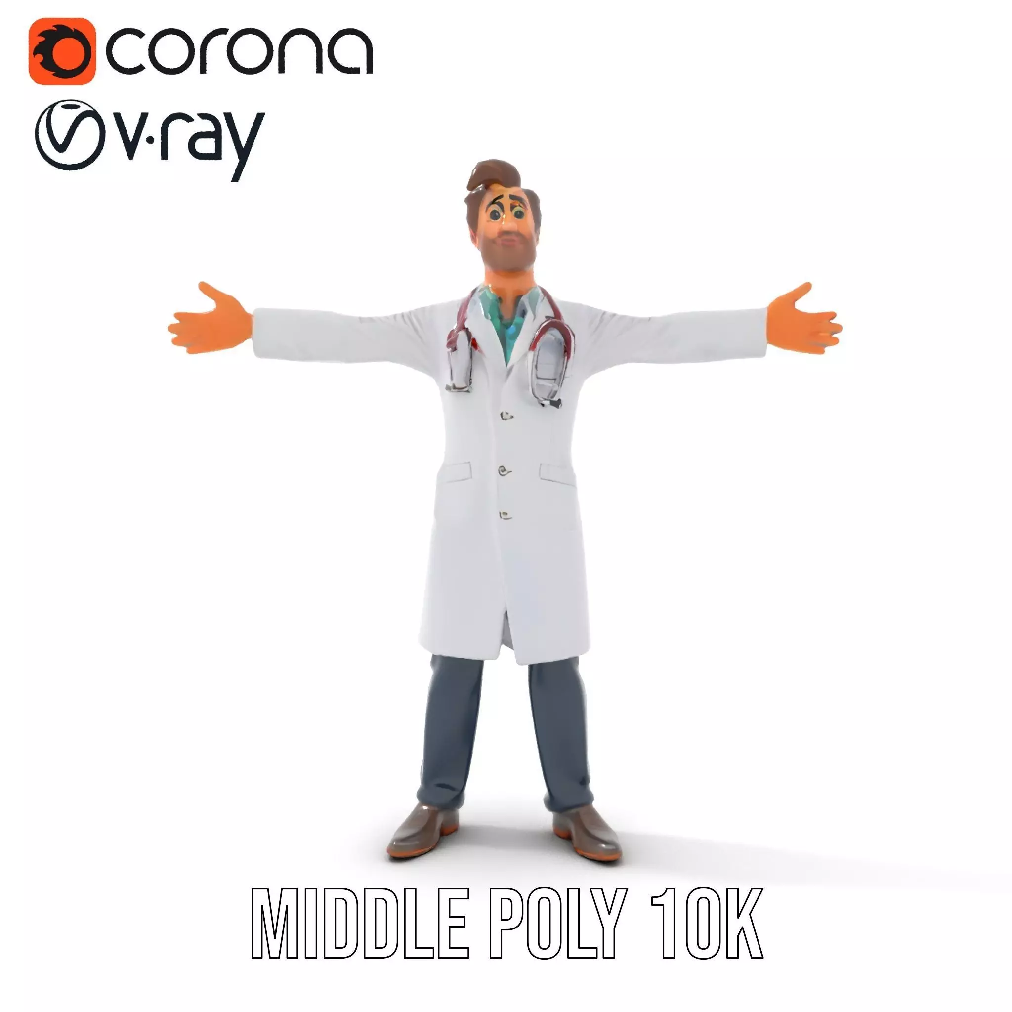 Cartoon Doctor Character Model Pack Low-poly 3D model_9