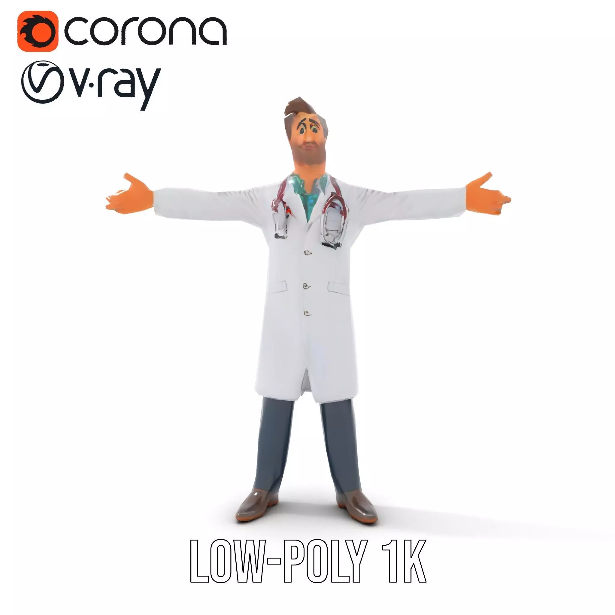 Cartoon Doctor Character Model Pack Low-poly 3D model_13
