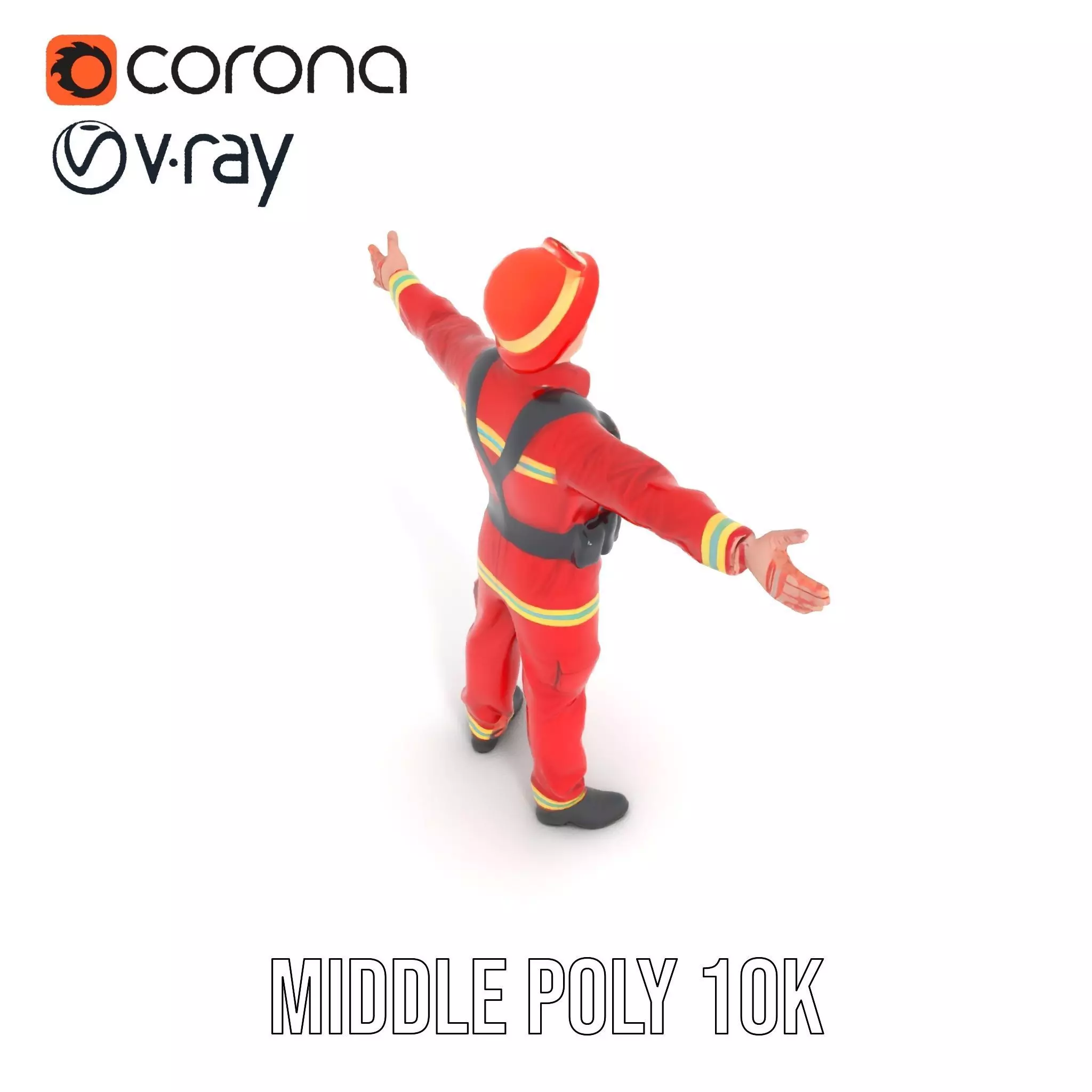 Firefighter Uniform Model Pack Low-poly 3D model_9