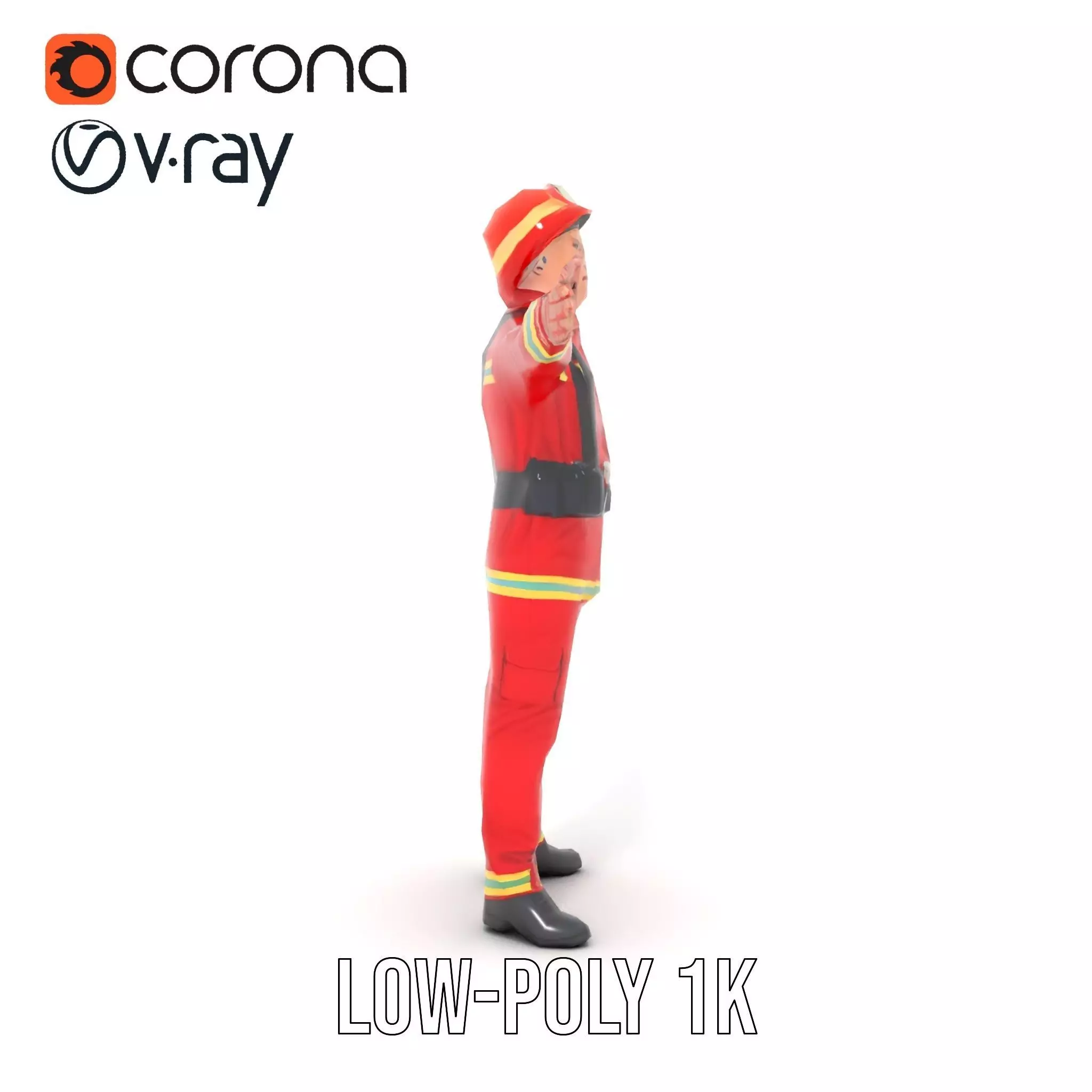 Firefighter Uniform Model Pack Low-poly 3D model_16
