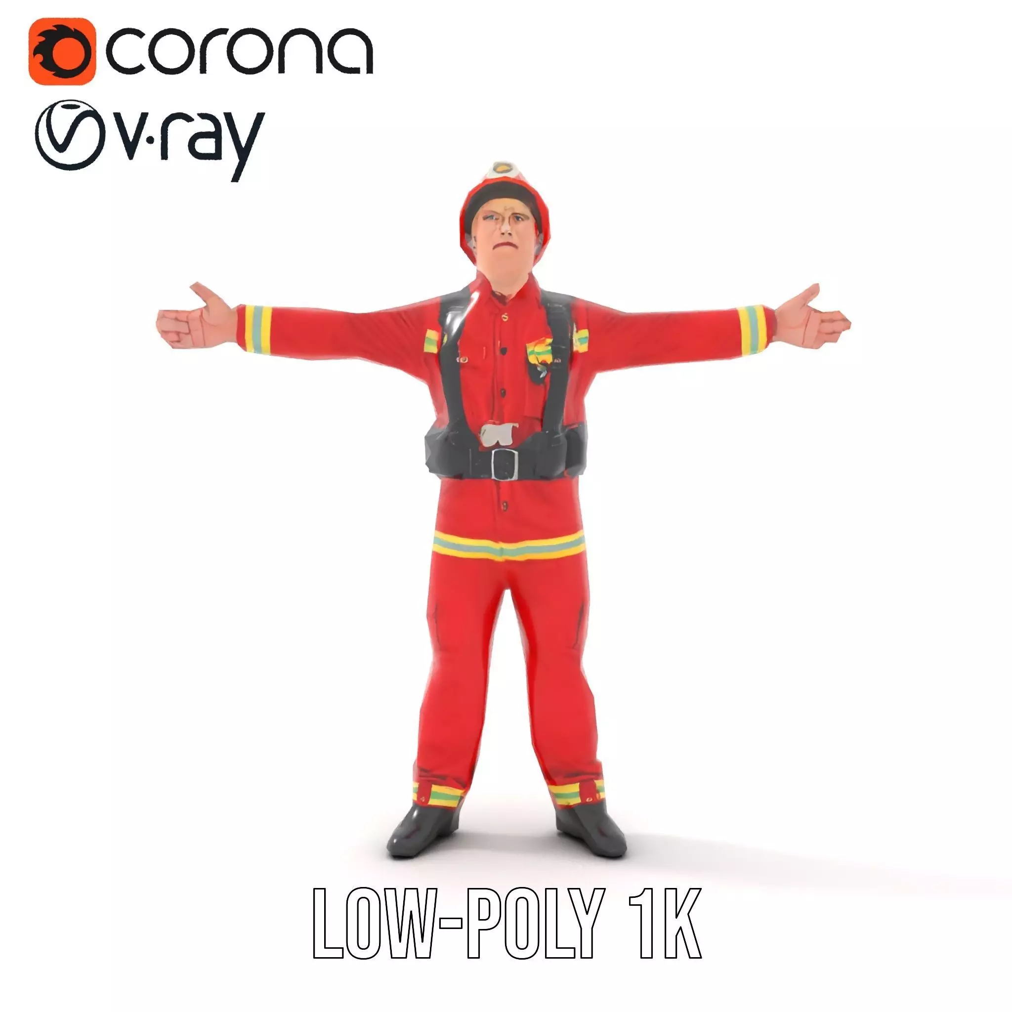 Firefighter Uniform Model Pack Low-poly 3D model_7