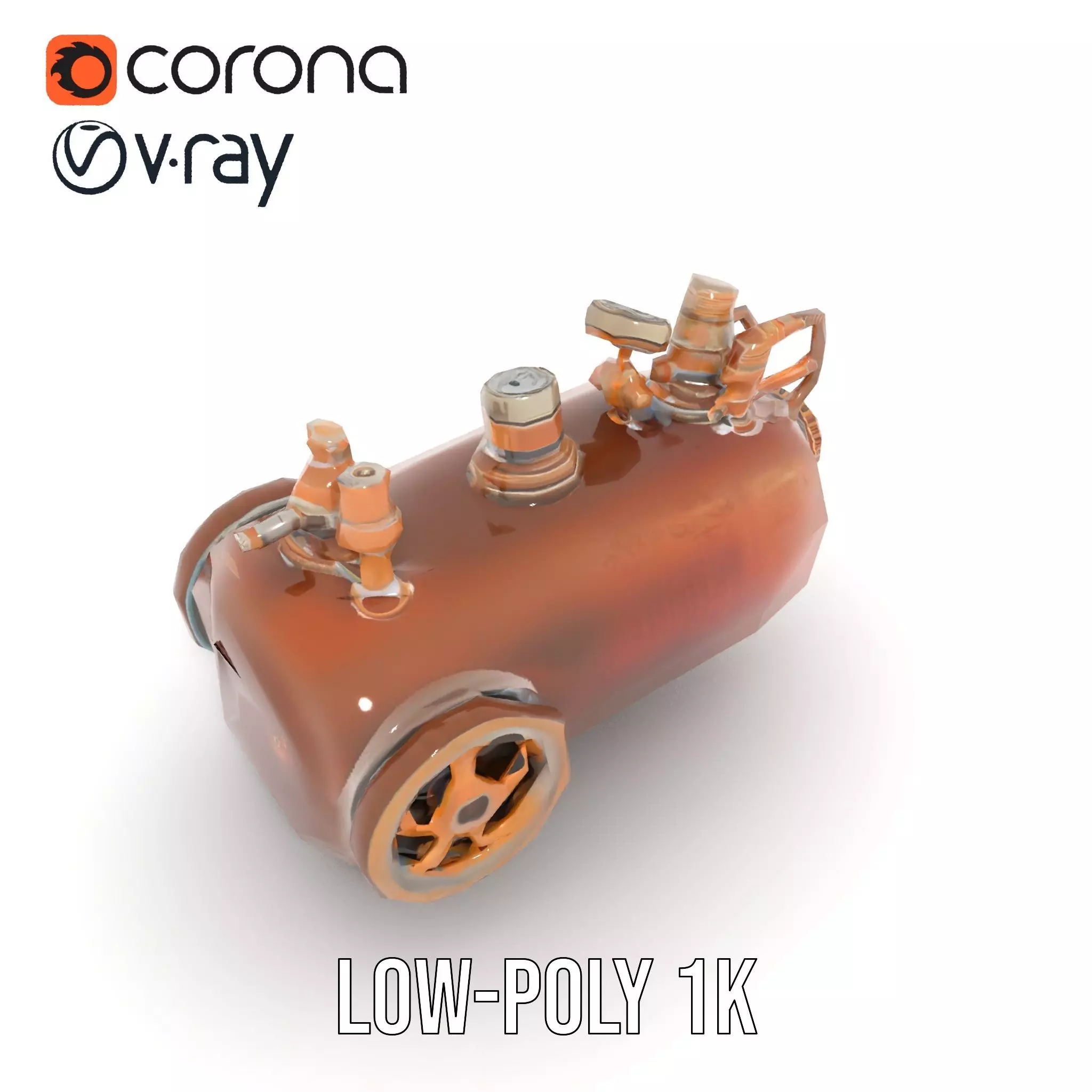 Steampunk Boiler and Gauge Model Pack Low-poly 3D model_14