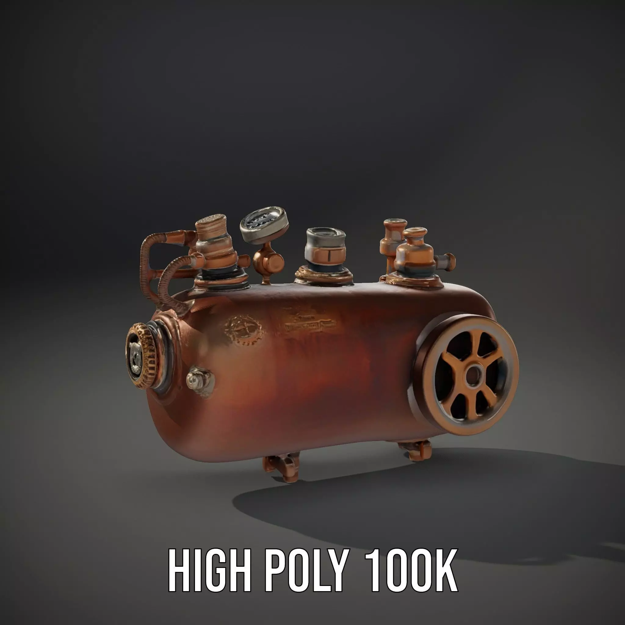 Steampunk Boiler and Gauge Model Pack Low-poly 3D model_10