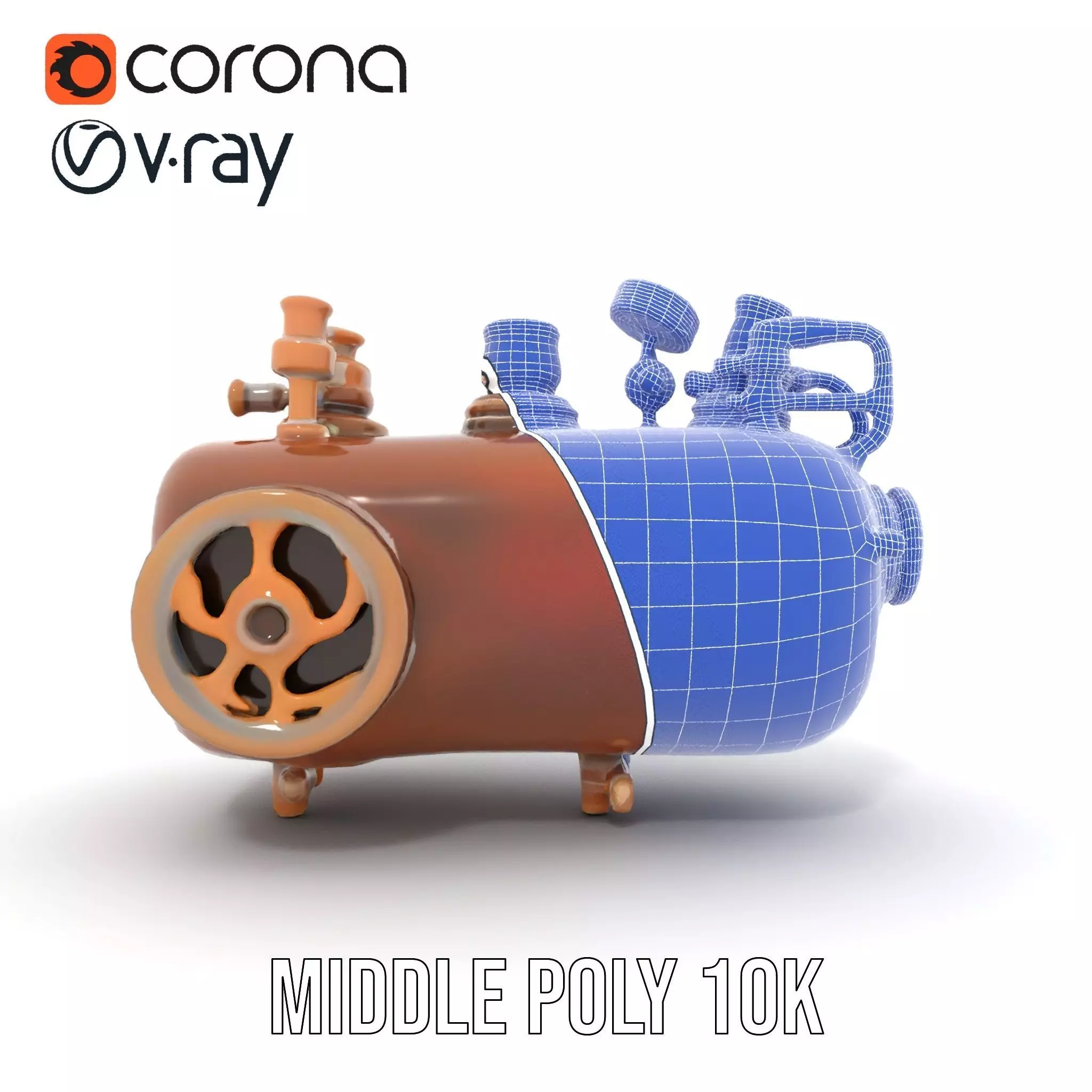 Steampunk Boiler and Gauge Model Pack Low-poly 3D model_29