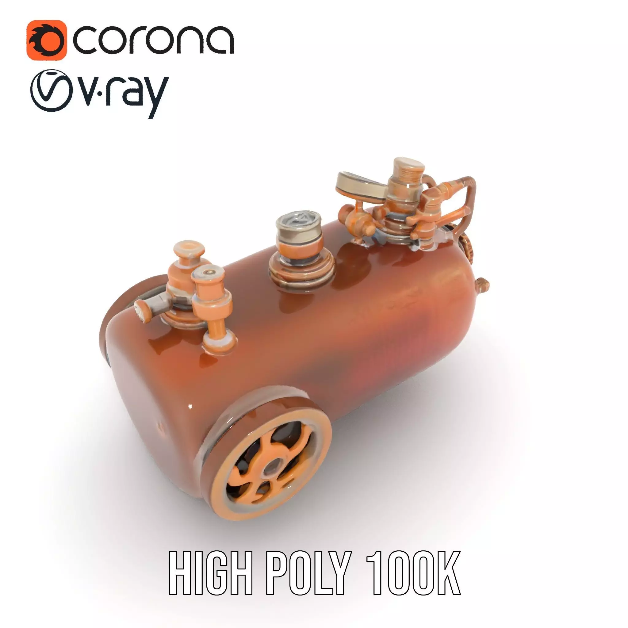 Steampunk Boiler and Gauge Model Pack Low-poly 3D model_31