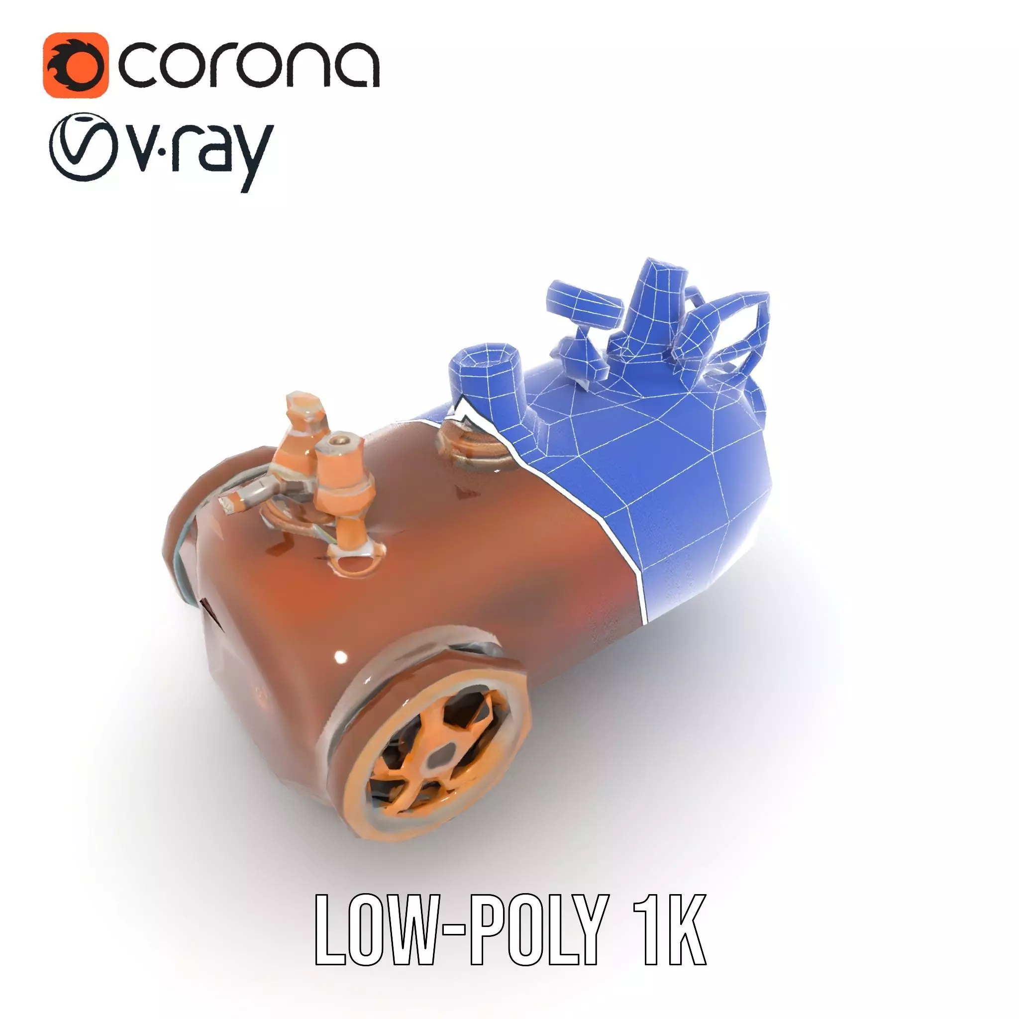 Steampunk Boiler and Gauge Model Pack Low-poly 3D model_19