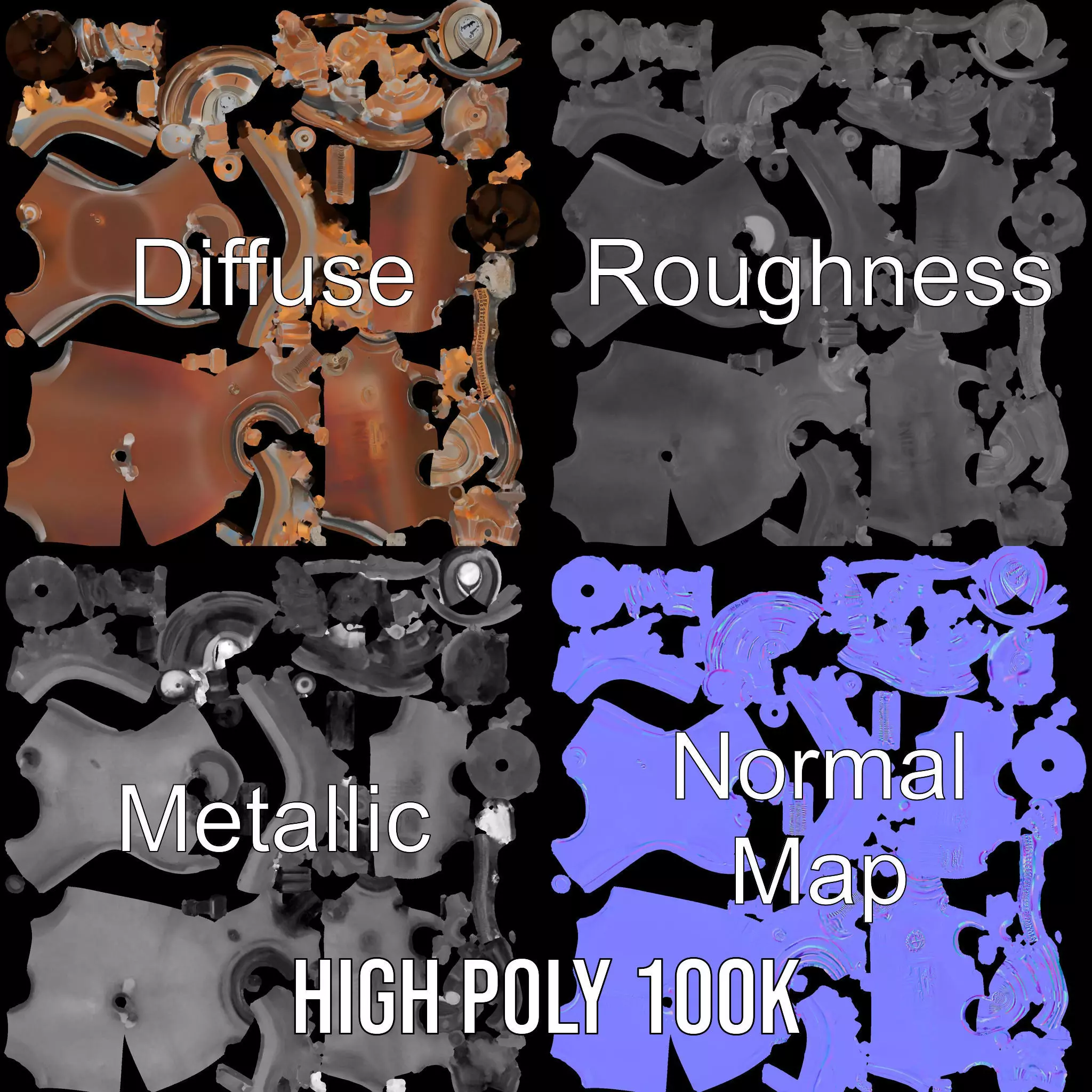 Steampunk Boiler and Gauge Model Pack Low-poly 3D model_3