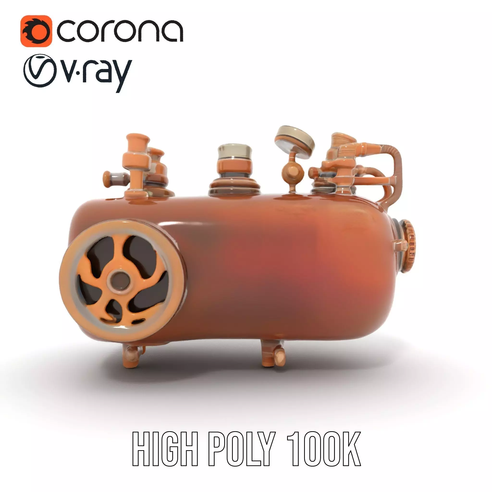 Steampunk Boiler and Gauge Model Pack Low-poly 3D model_23