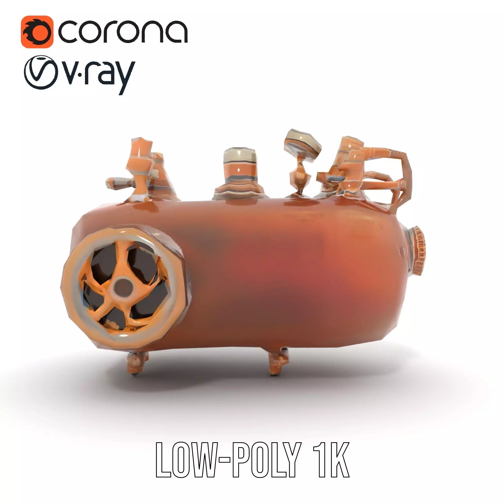 Steampunk Boiler and Gauge Model Pack Low-poly 3D model_16
