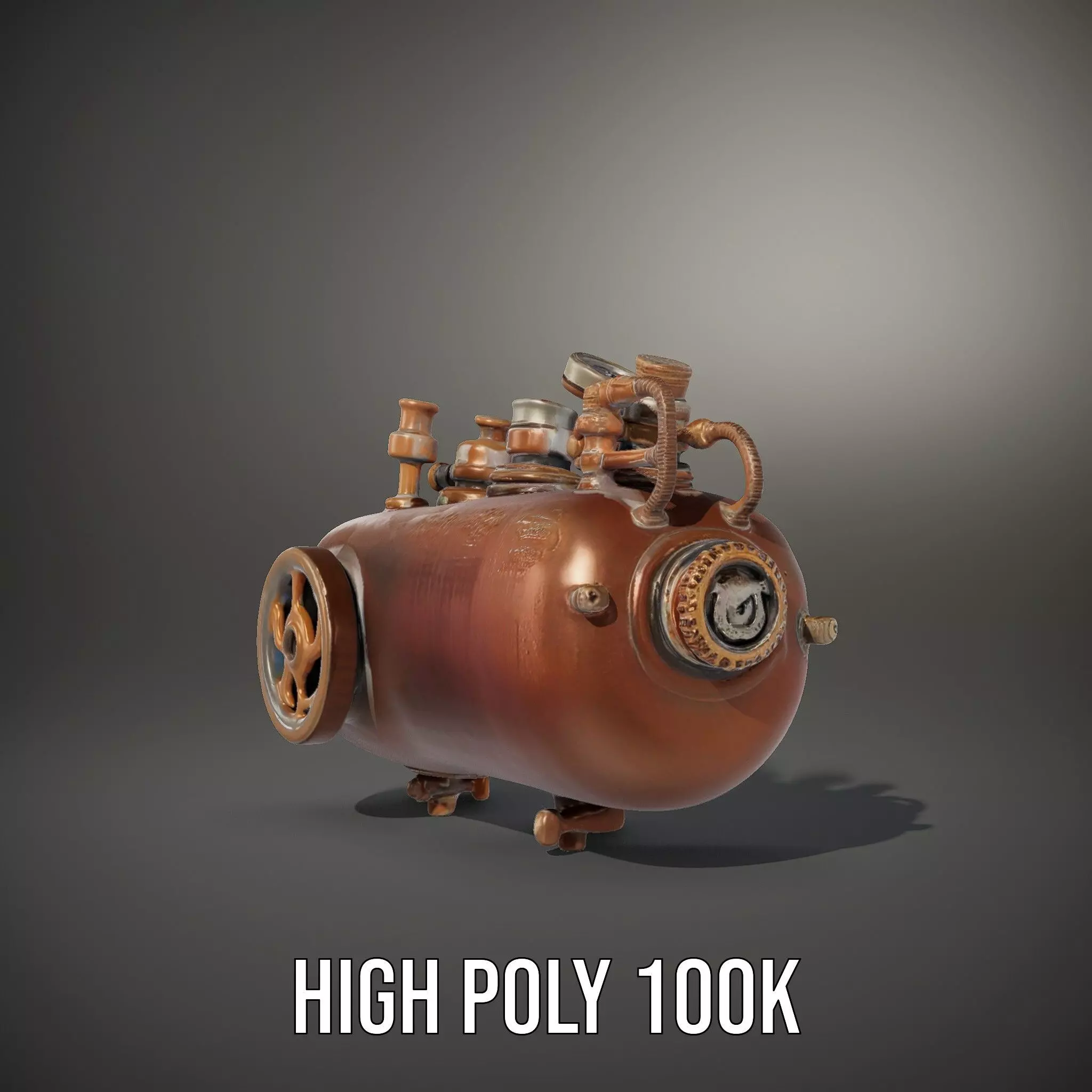 Steampunk Boiler and Gauge Model Pack Low-poly 3D model_8