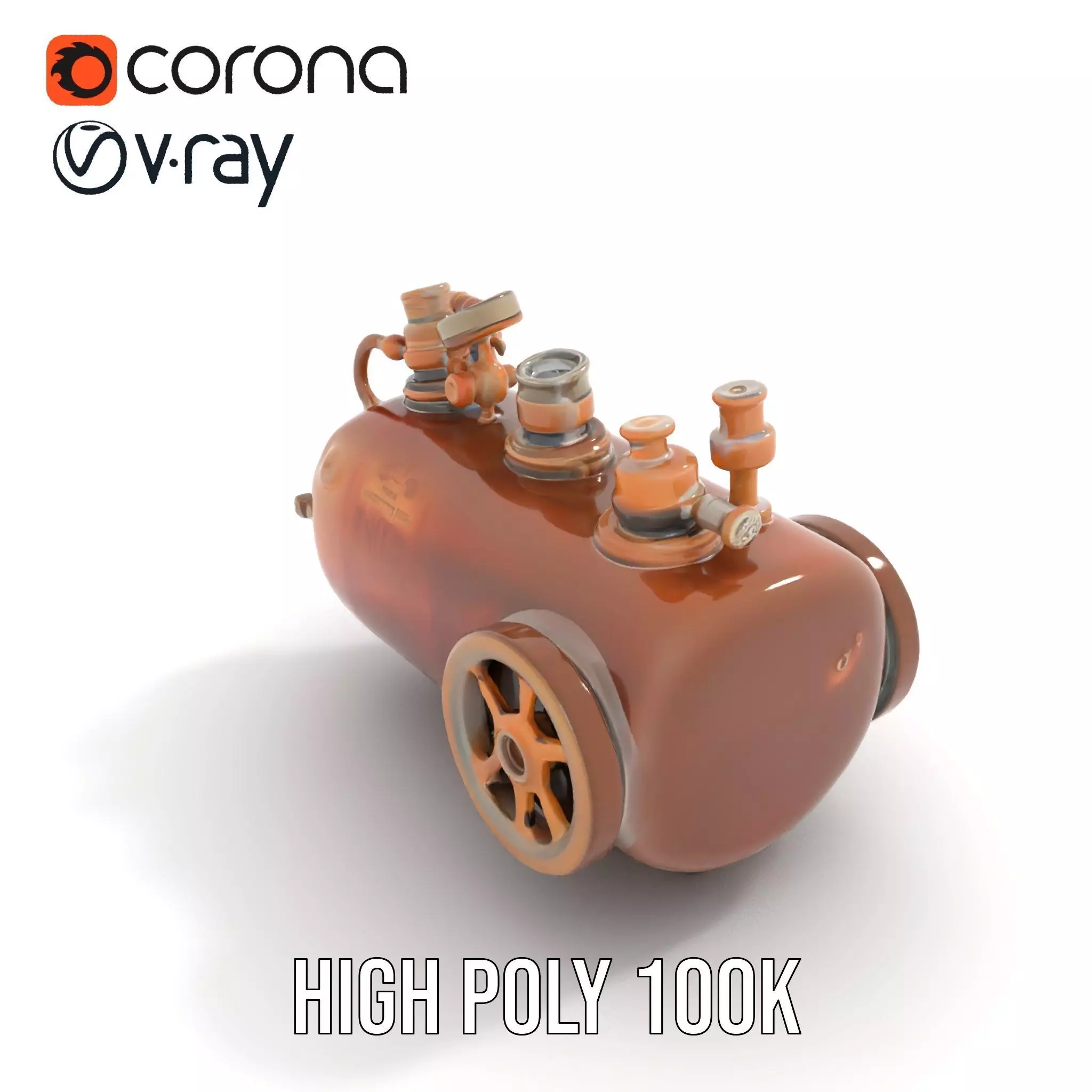 Steampunk Boiler and Gauge Model Pack Low-poly 3D model_17