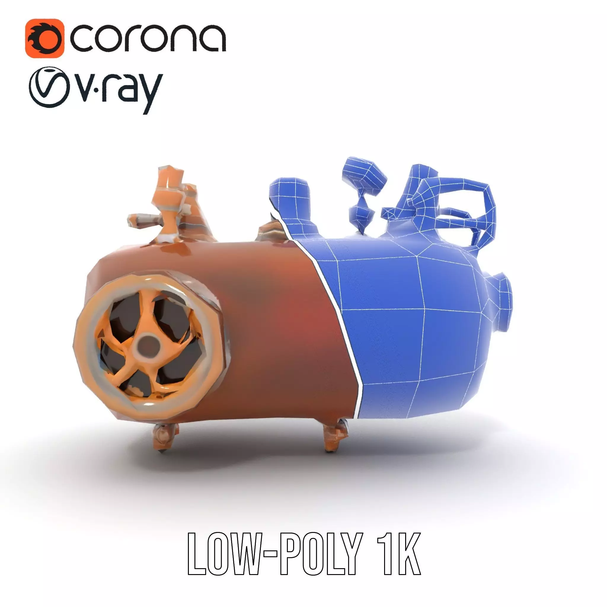 Steampunk Boiler and Gauge Model Pack Low-poly 3D model_22