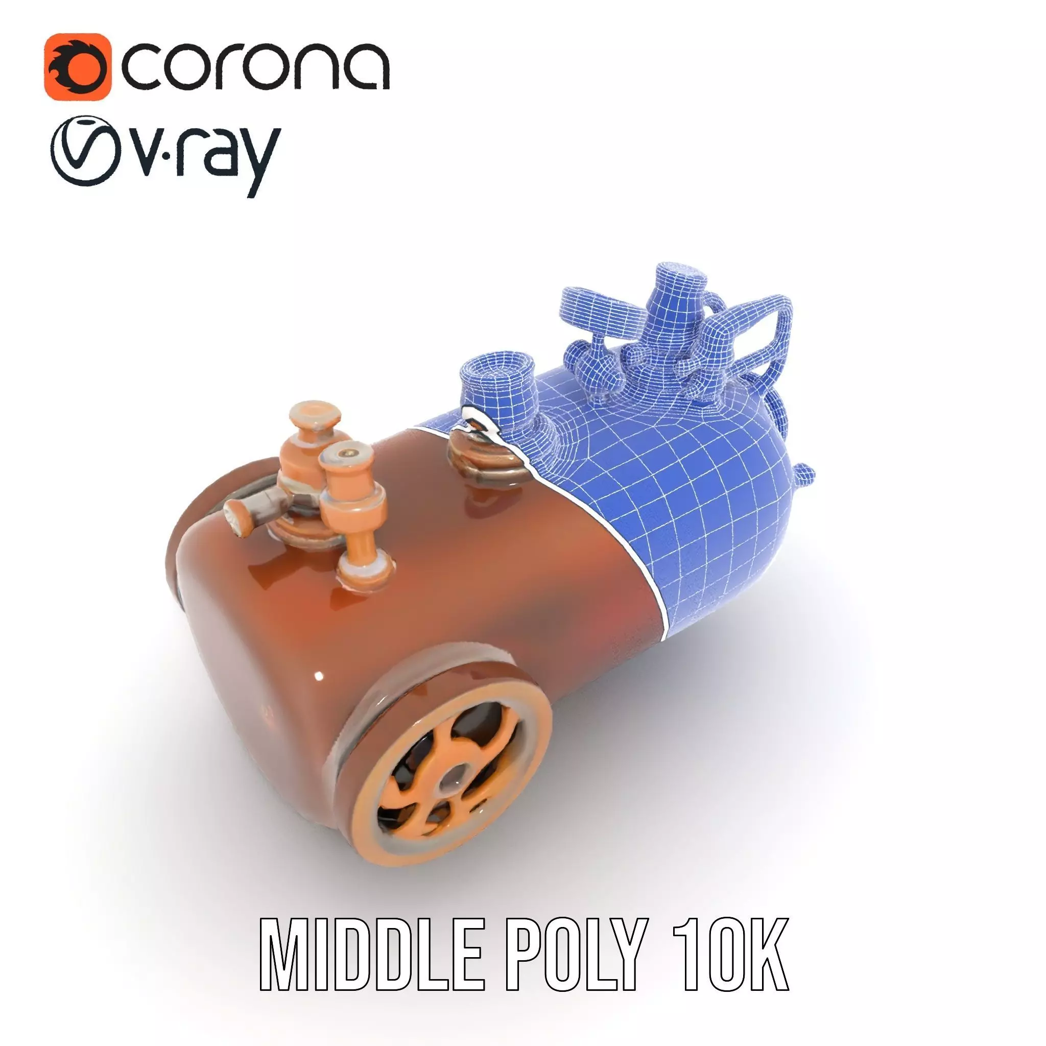 Steampunk Boiler and Gauge Model Pack Low-poly 3D model_24