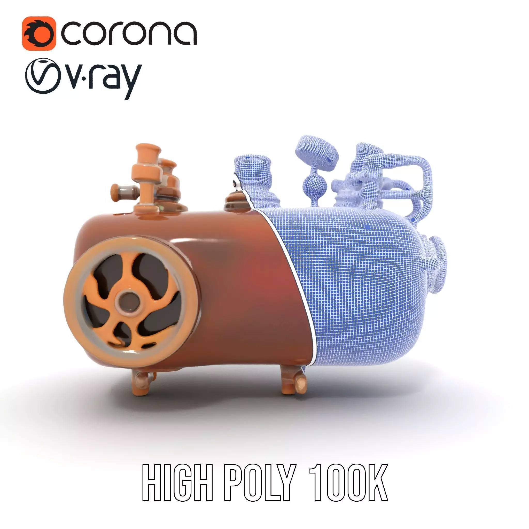Steampunk Boiler and Gauge Model Pack Low-poly 3D model_34