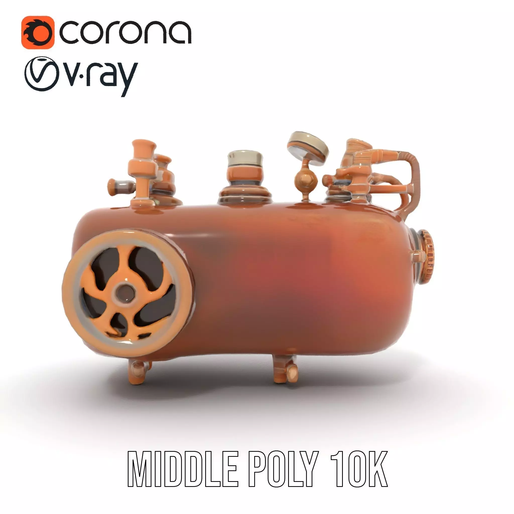 Steampunk Boiler and Gauge Model Pack Low-poly 3D model_18