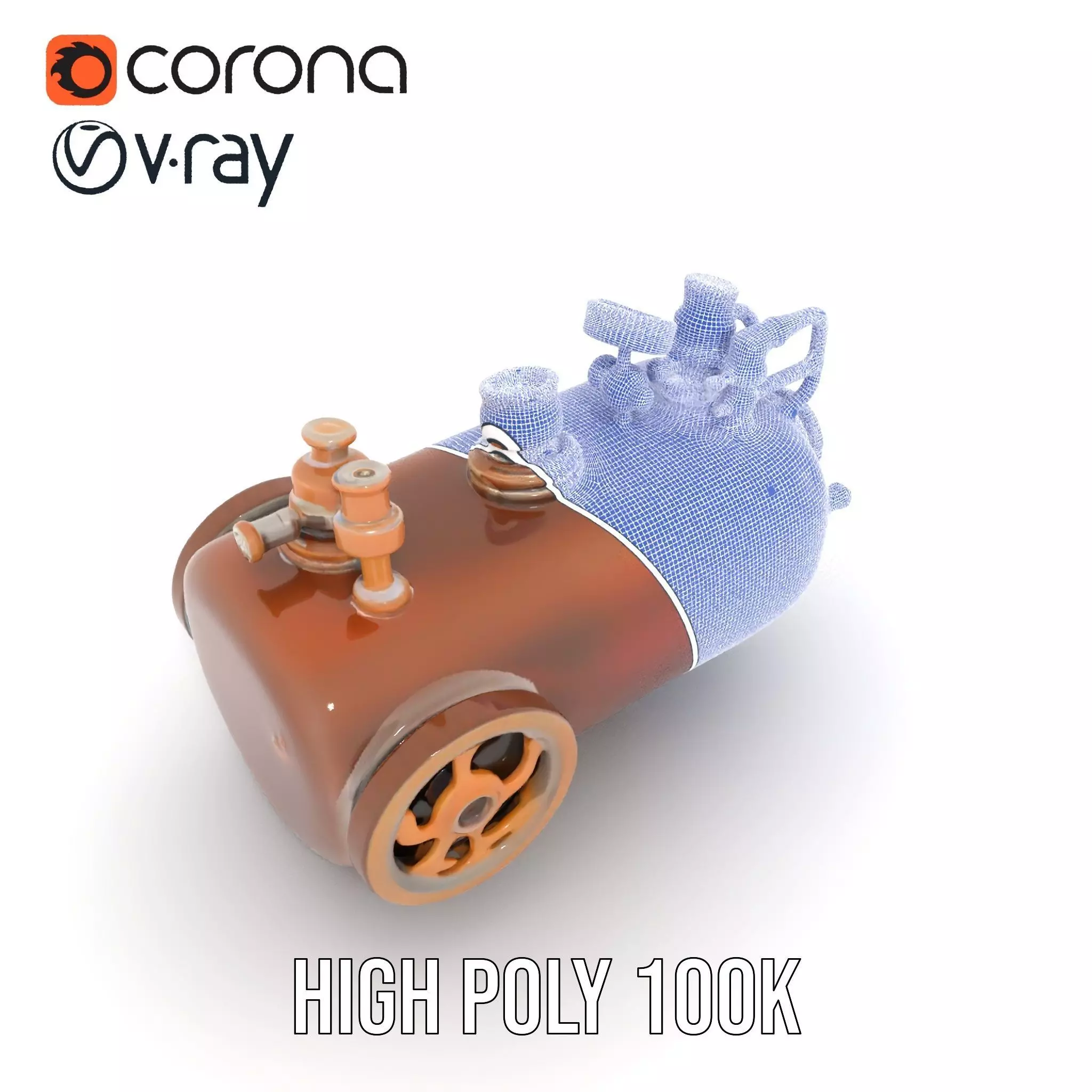 Steampunk Boiler and Gauge Model Pack Low-poly 3D model_28