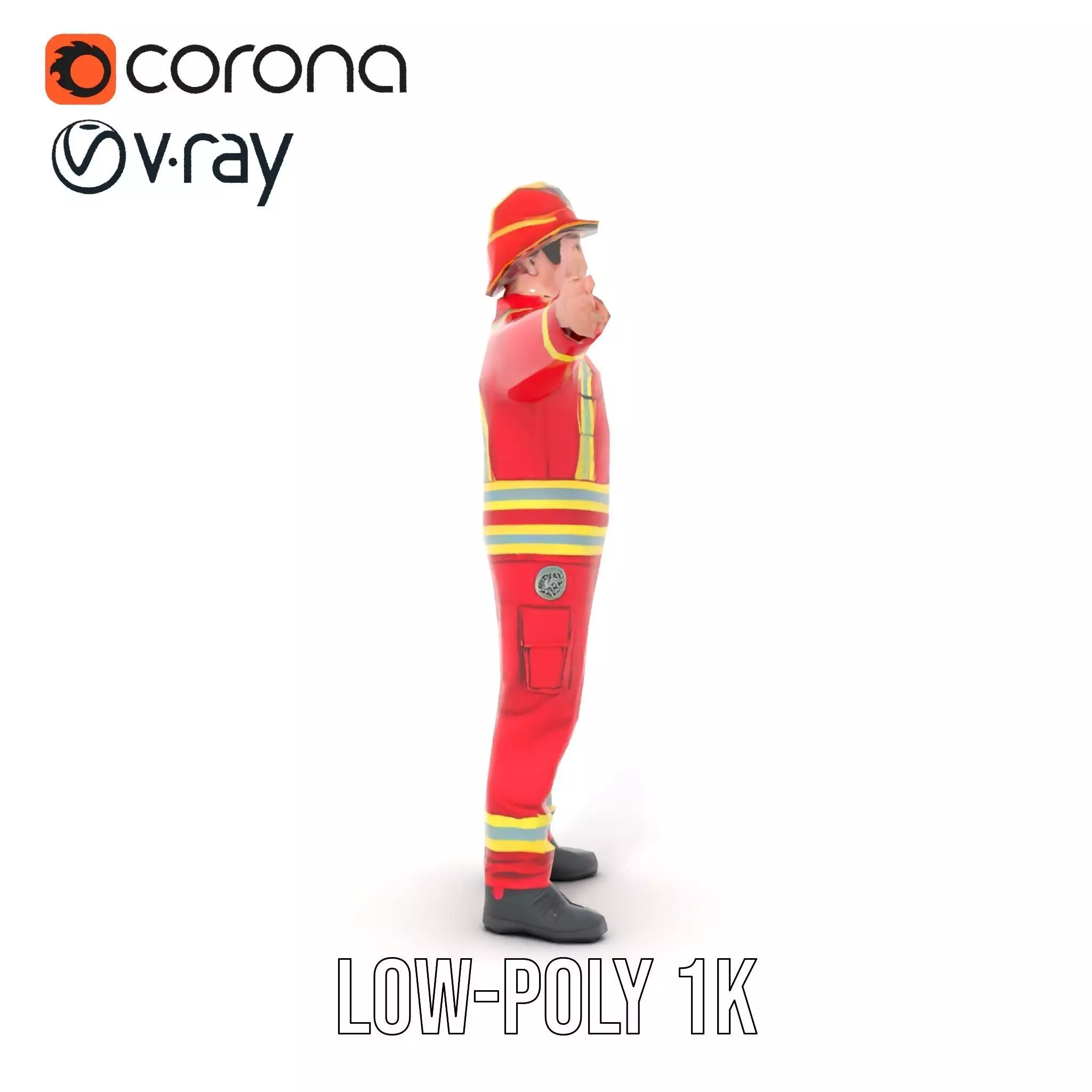 Firefighter Uniform model pack with Reflective Strips Low-poly 3D model_8