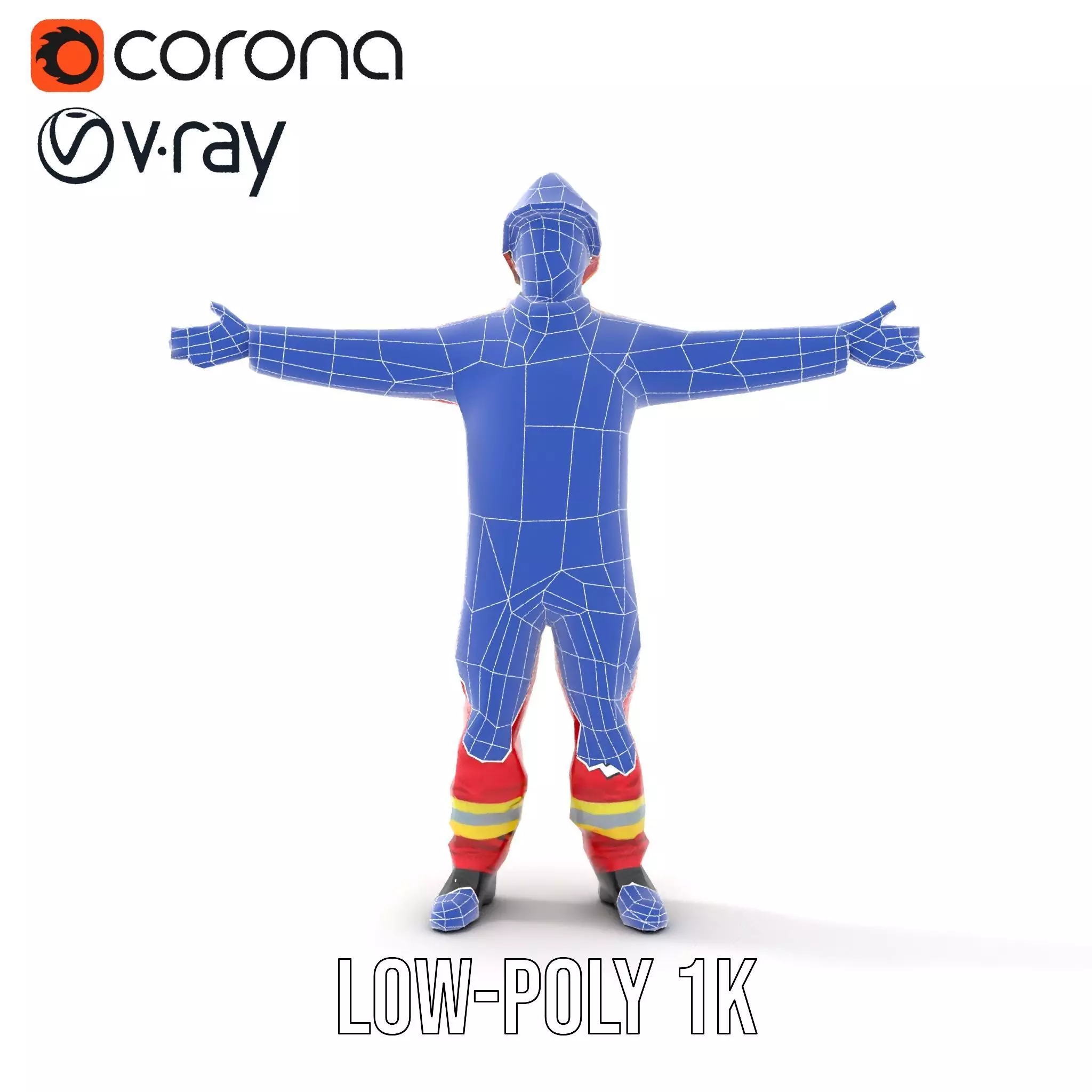 Firefighter Uniform model pack with Reflective Strips Low-poly 3D model_13