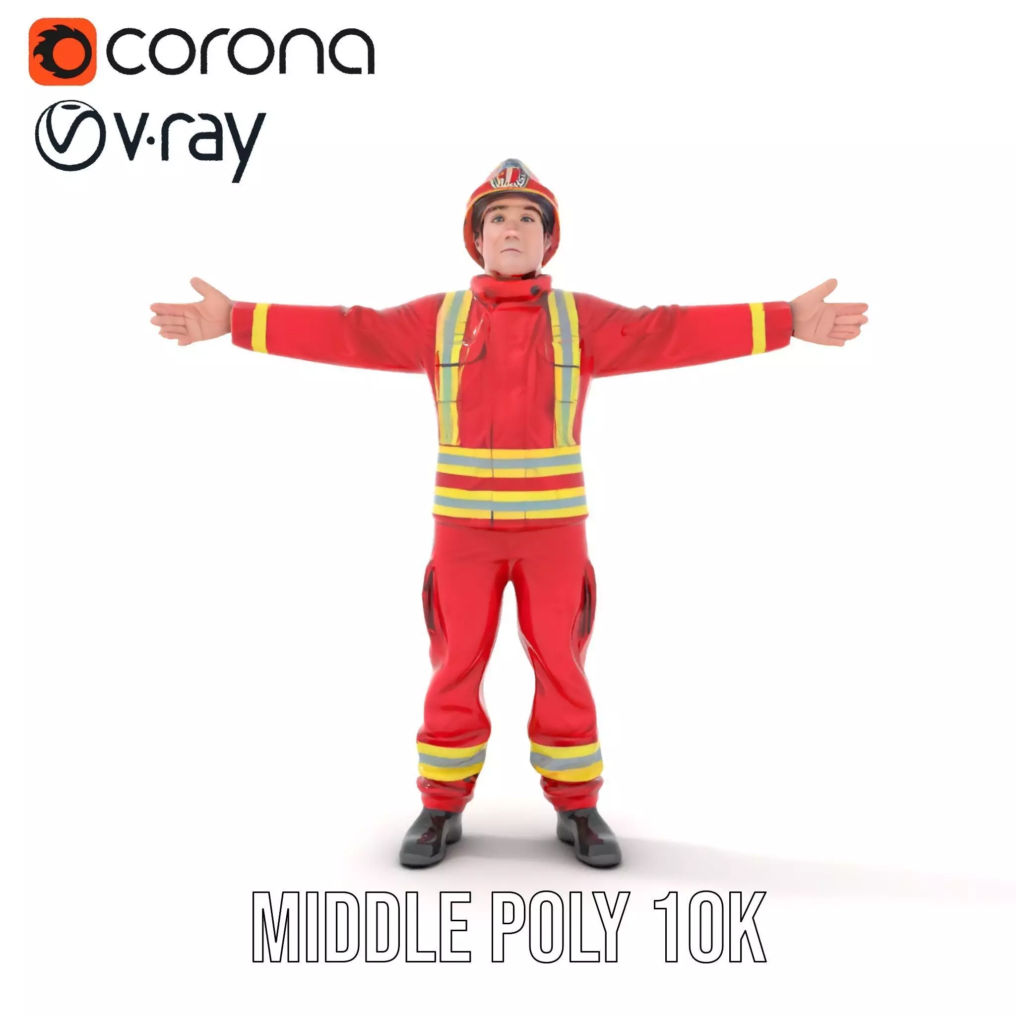 Firefighter Uniform model pack with Reflective Strips Low-poly 3D model_12