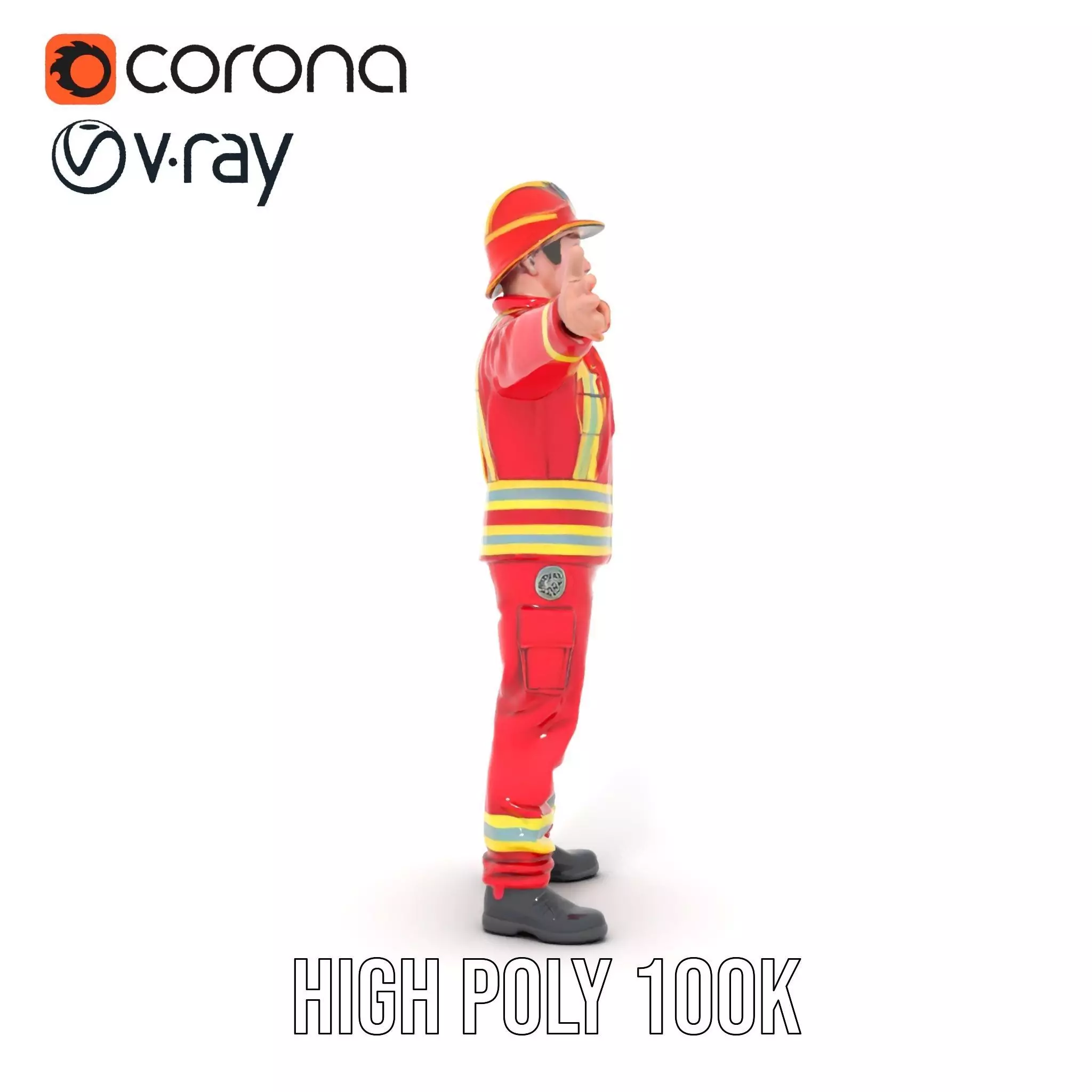 Firefighter Uniform model pack with Reflective Strips Low-poly 3D model_22