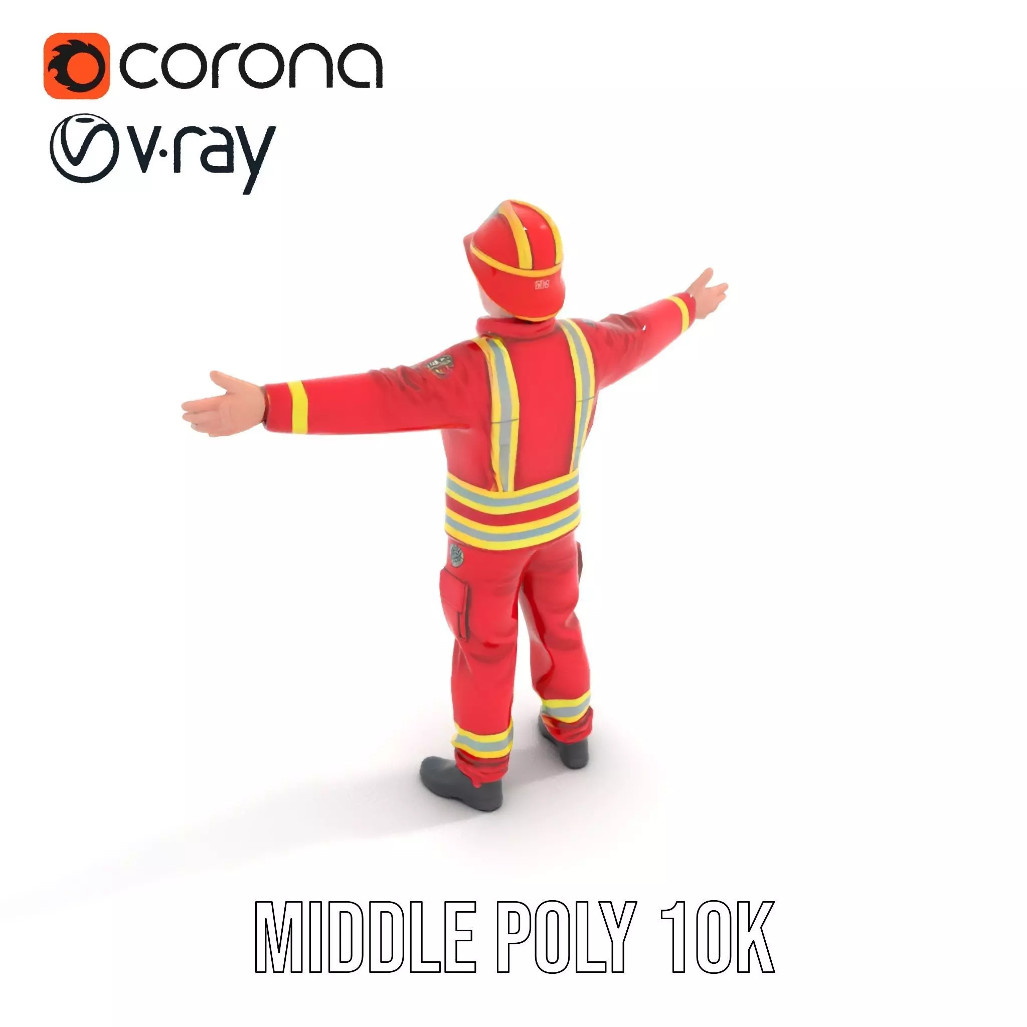 Firefighter Uniform model pack with Reflective Strips Low-poly 3D model_5
