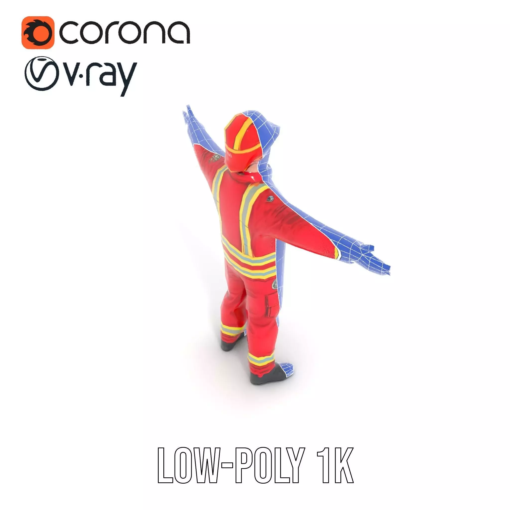 Firefighter Uniform model pack with Reflective Strips Low-poly 3D model_27