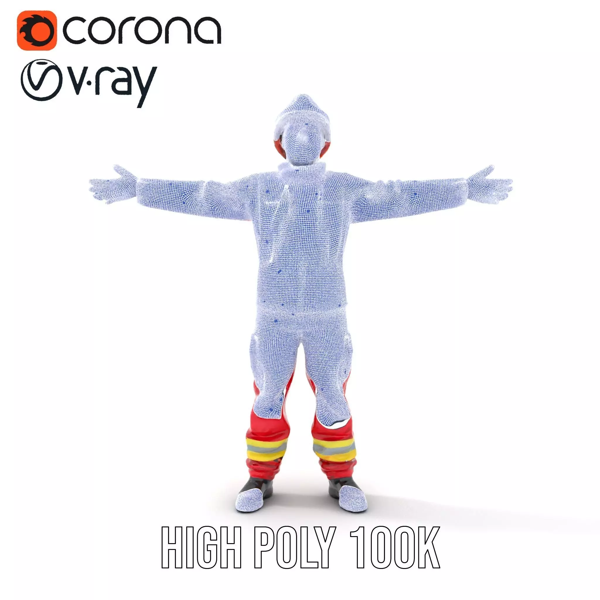 Firefighter Uniform model pack with Reflective Strips Low-poly 3D model_25