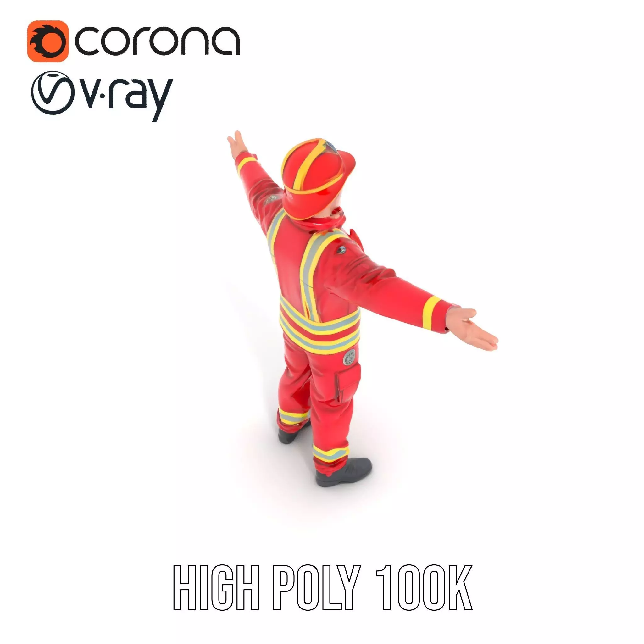 Firefighter Uniform model pack with Reflective Strips Low-poly 3D model_16