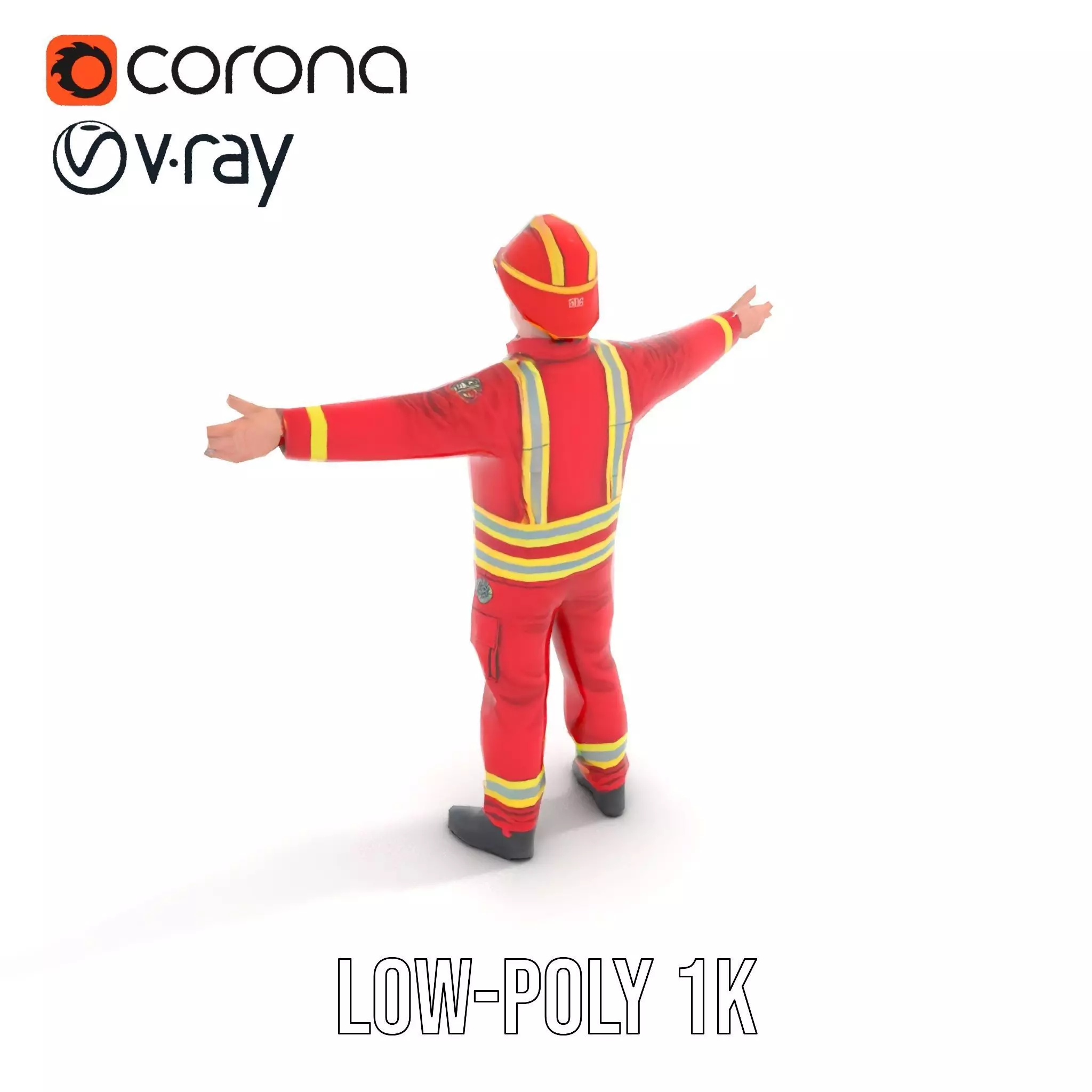 Firefighter Uniform model pack with Reflective Strips Low-poly 3D model_18