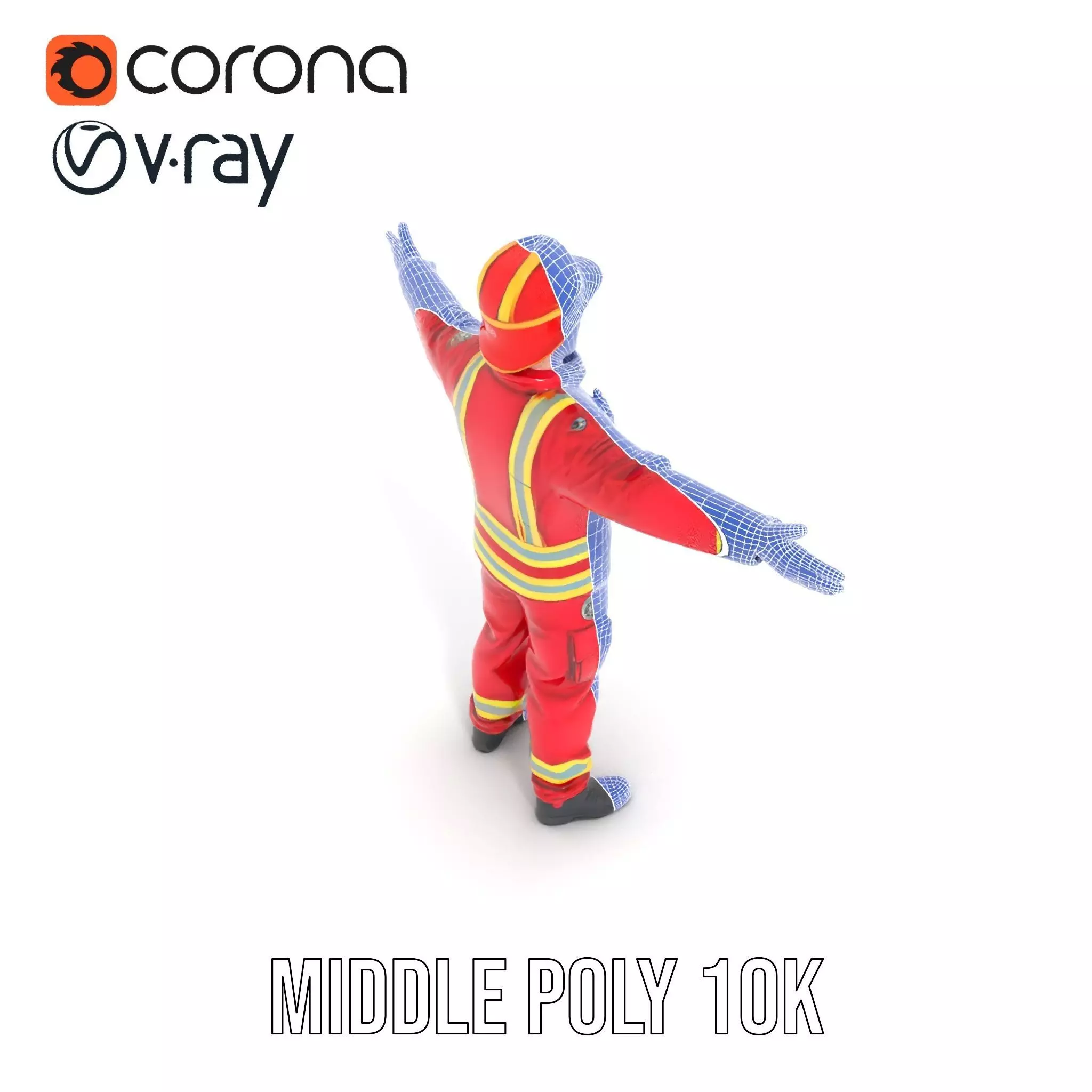 Firefighter Uniform model pack with Reflective Strips Low-poly 3D model_29